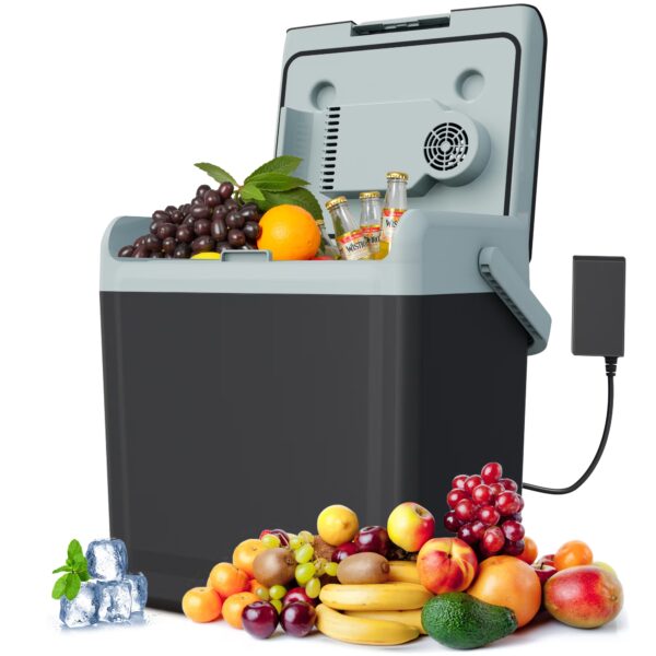 Sunvivi 25QT Portable Electric Cooler & Warmer with Handle – Mini Fridge for Car, Road Trips, Camping, Home, and Office, Black