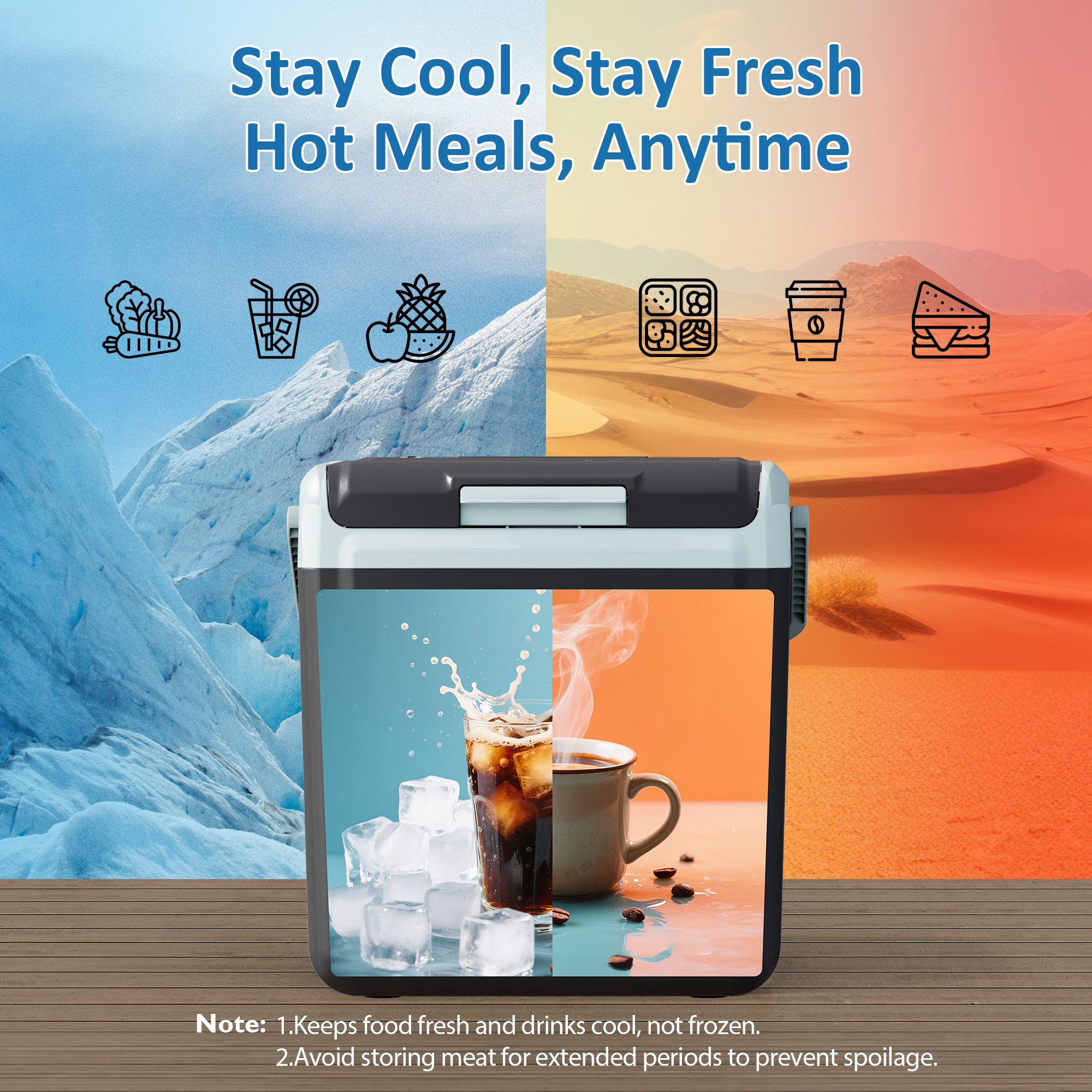 Sunvivi 25QT Portable Electric Cooler & Warmer with Handle – Mini Fridge for Car, Road Trips, Camping, Home, and Office, Black - Image 5