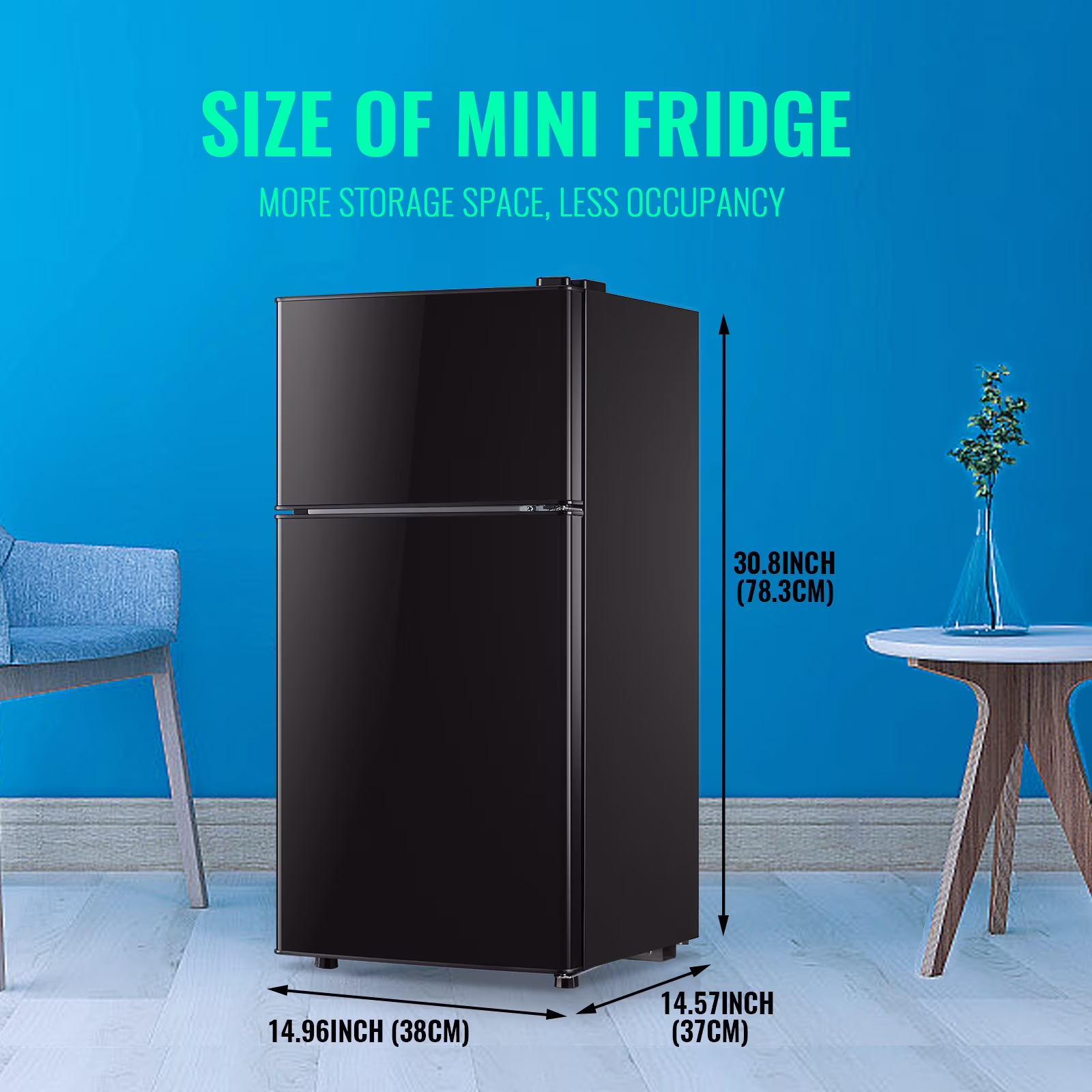 Tacool 2.4 Cu.ft Mini Fridge with Freezer, Small Refrigerator Apartment Size Fridge Black, NEW - Image 5
