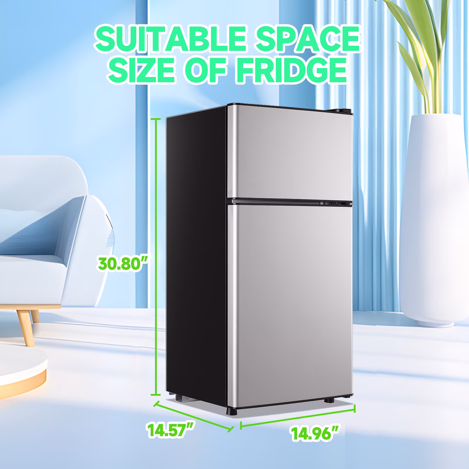 TACOOL 2.5Cu.ft Small Refrigerator Mini Fridge for Dorm with Drink Holder and Egg Tray, Silver - Image 2
