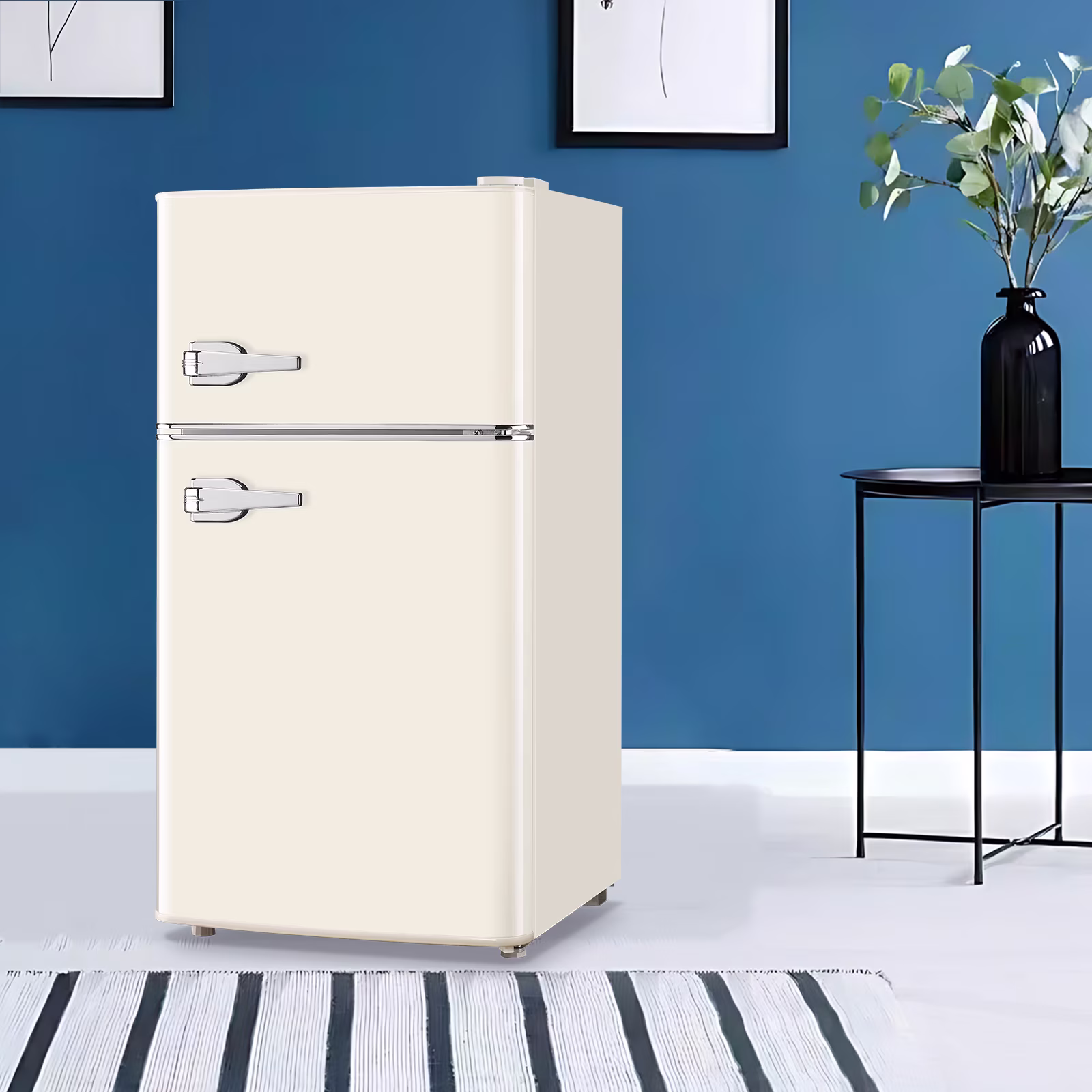 Tacool 3.5 Cu.ft Retro Mini Fridge with Freezer, 2 Door Small Refrigerator with 7 Adjustable Thermostat for Home, White - Image 4