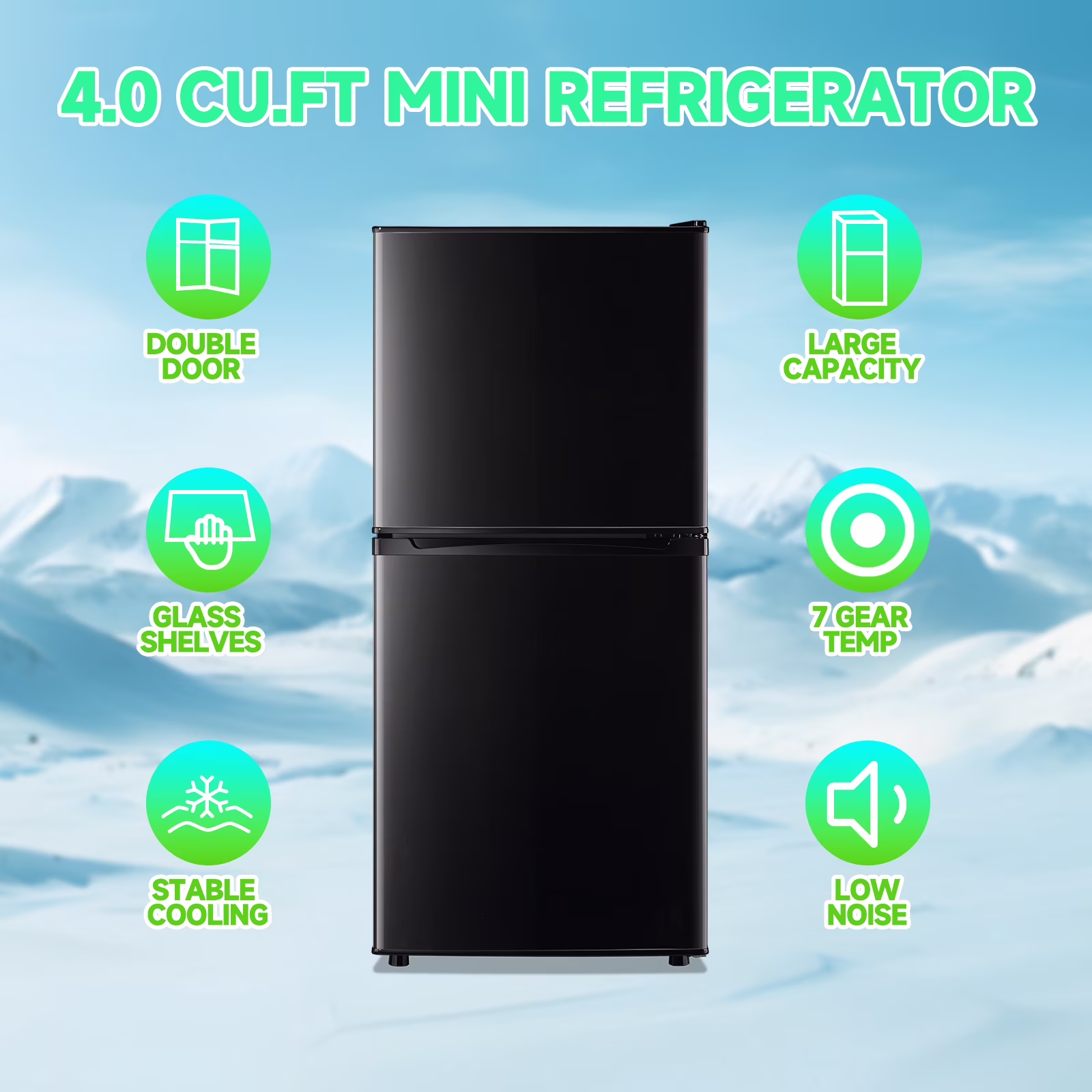TACOOL 4.0 Cu.ft Small Refrigerator Mini Fridge for Bedroom Drink Holder Large Capacity Suit for Home, Apartment, Office Black - Image 3