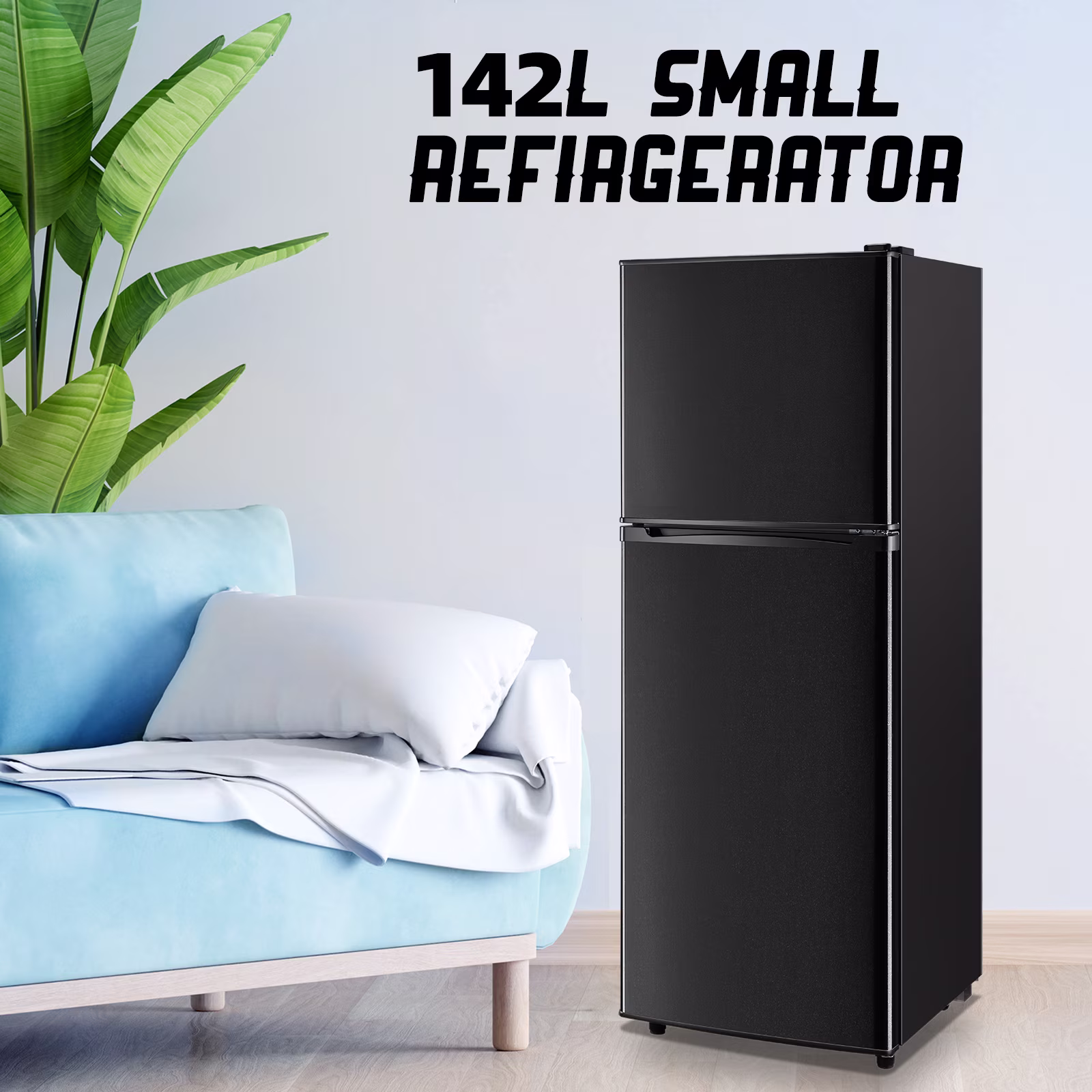 TACOOL 5.0 Cu.ft Double Door Mini Fridge with Top Freezer Compact Refrigerator for Home, Black, New - Image 5