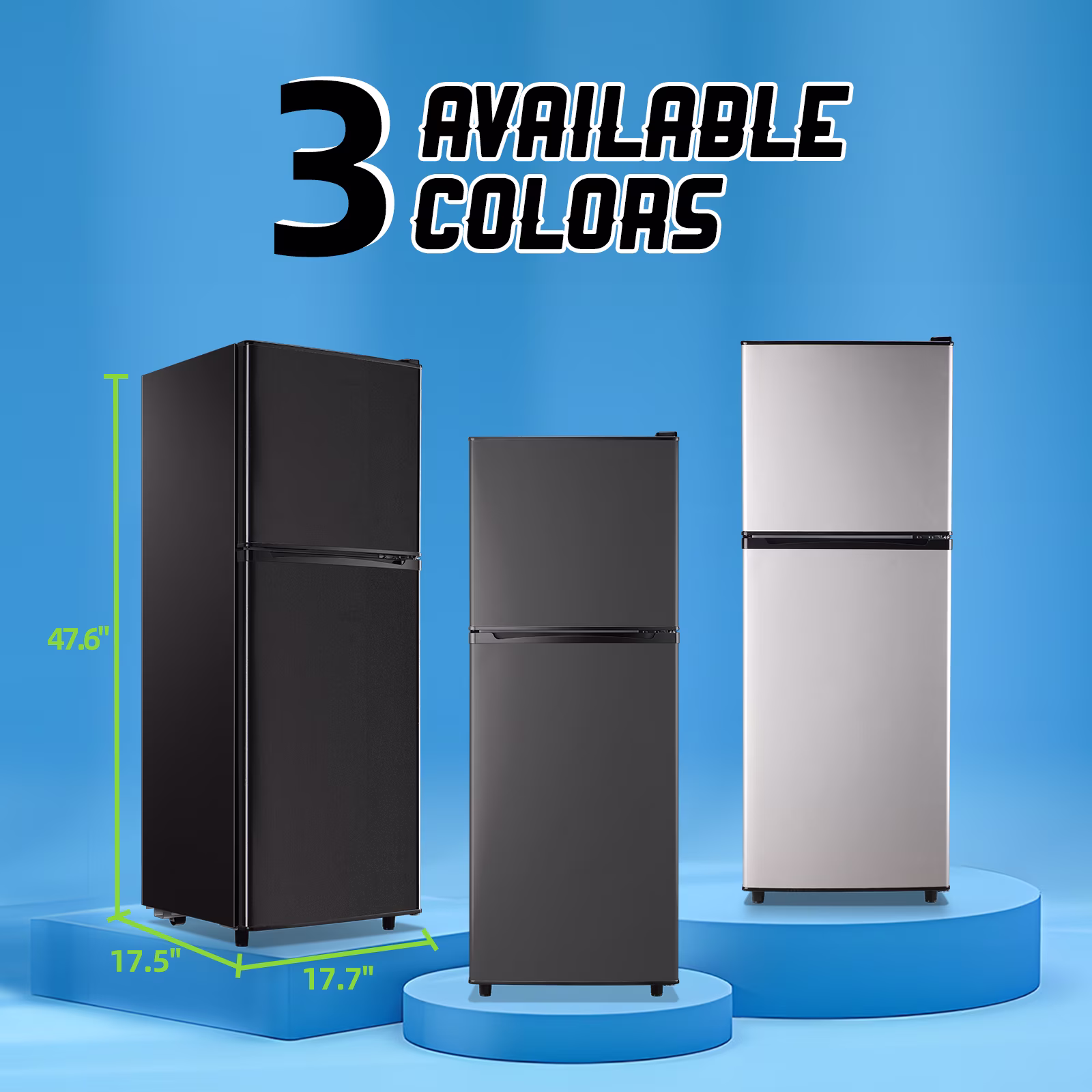 TACOOL 5.0 Cu.ft Double Door Mini Fridge with Top Freezer Compact Refrigerator for Home, Black, New - Image 4