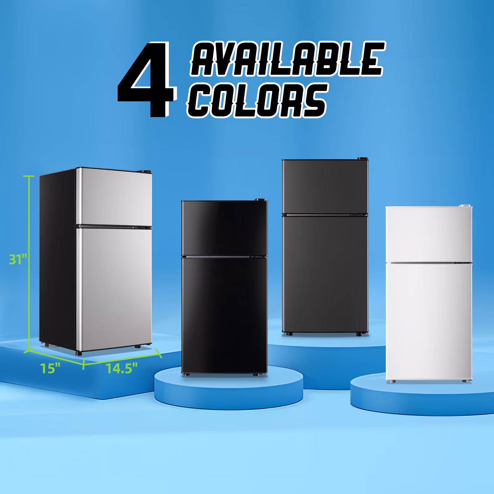 TACOOL Mini Refrigerator with Top Freezer 43 Liter Dual Door Small Refrigerator with 7-Level Adjustable Thermostat for Office, Silver - Image 3