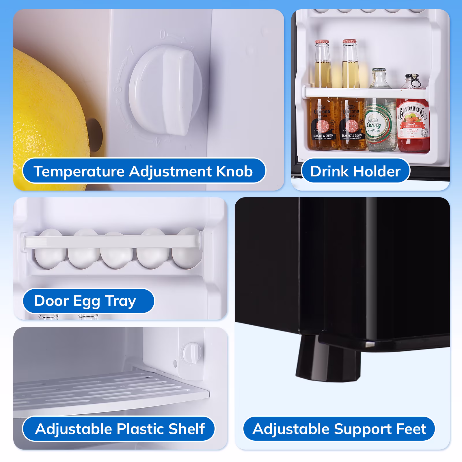 TACOOL Refrigerator with Top Freezer 2.4Cu.ft Two Door Small Mini Fridge for Person Use with Egg tray, Black - Image 2