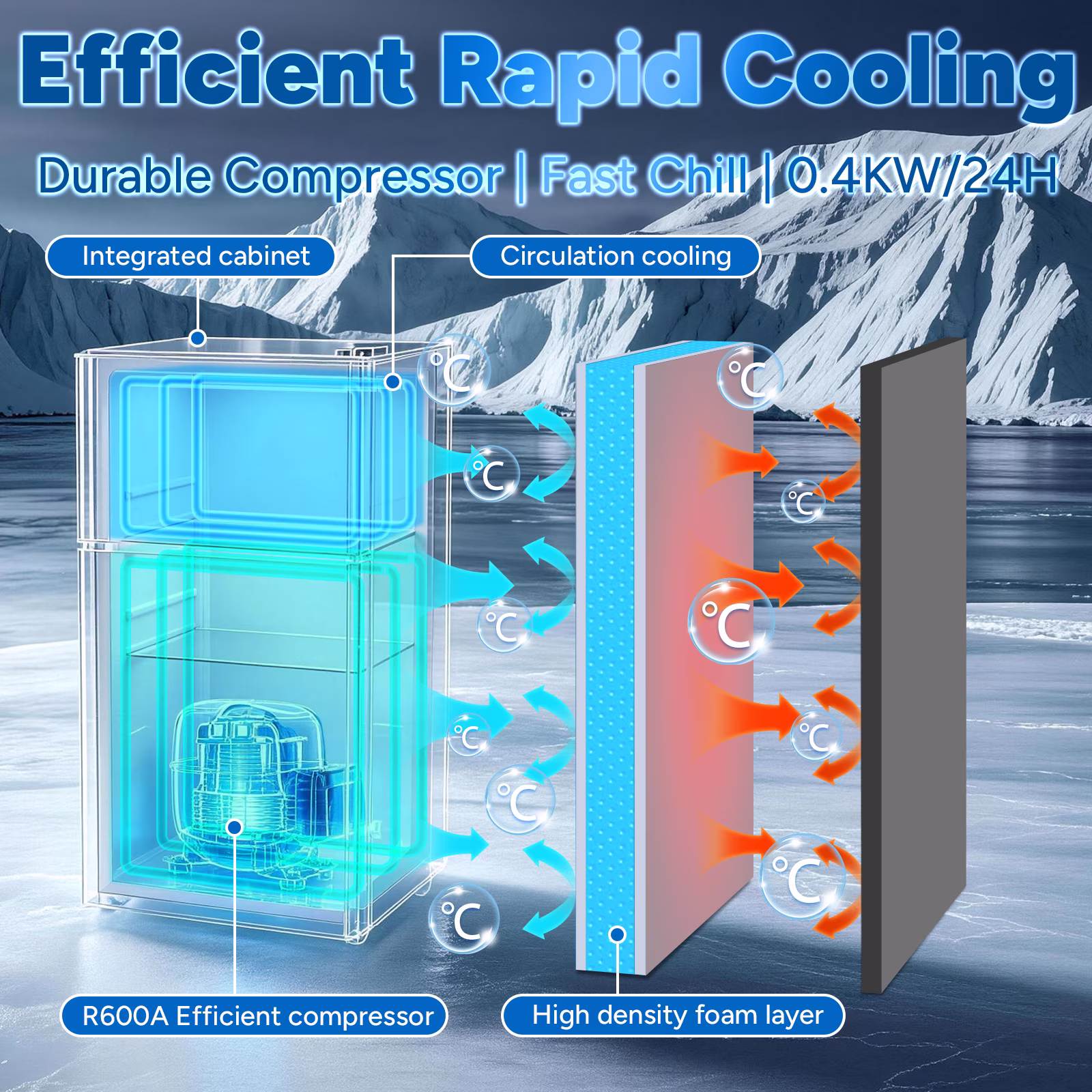 TACOOL Refrigerator with Top Freezer 2.4Cu.ft Two Door Small Mini Fridge for Person Use with Egg tray, Black - Image 4