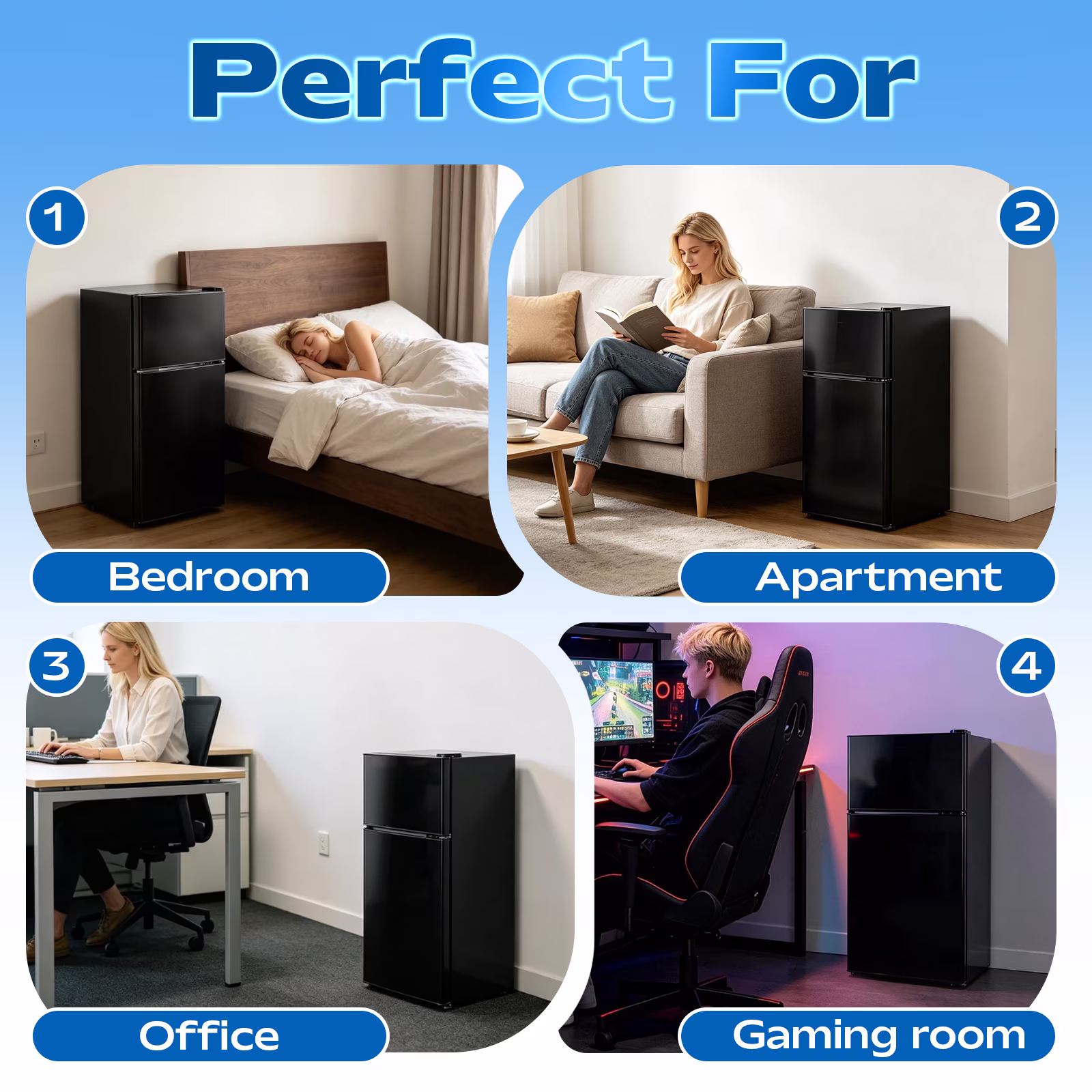 TACOOL Refrigerator with Top Freezer 2.4Cu.ft Two Door Small Mini Fridge for Person Use with Egg tray, Black - Image 3