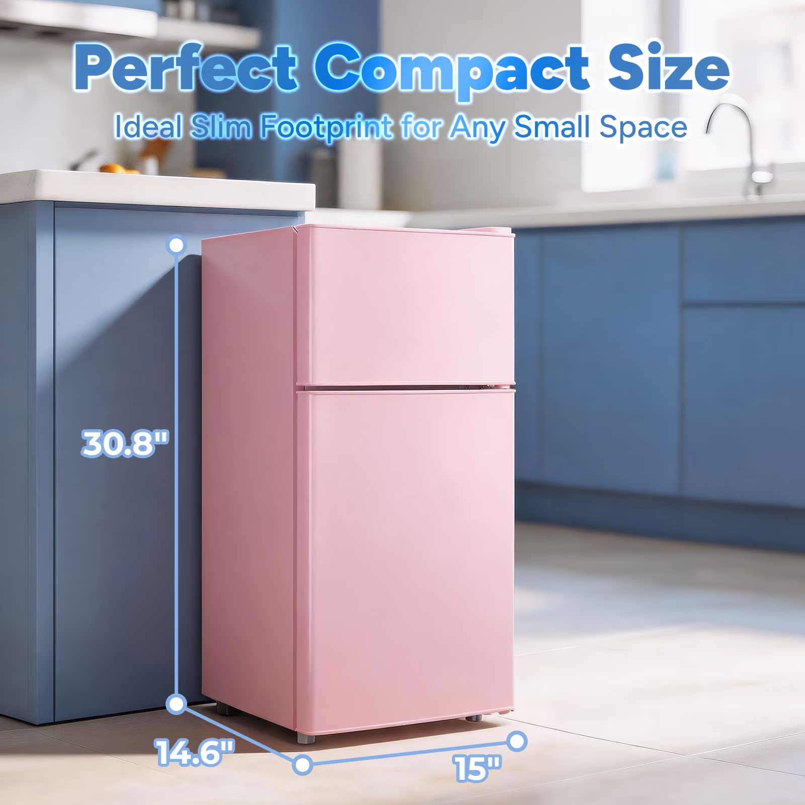 TACOOL Refrigerator with Top Freezer 2.4Cu.ft Two Door Small Mini Fridge for Person Use with Egg tray,Pink - Image 5