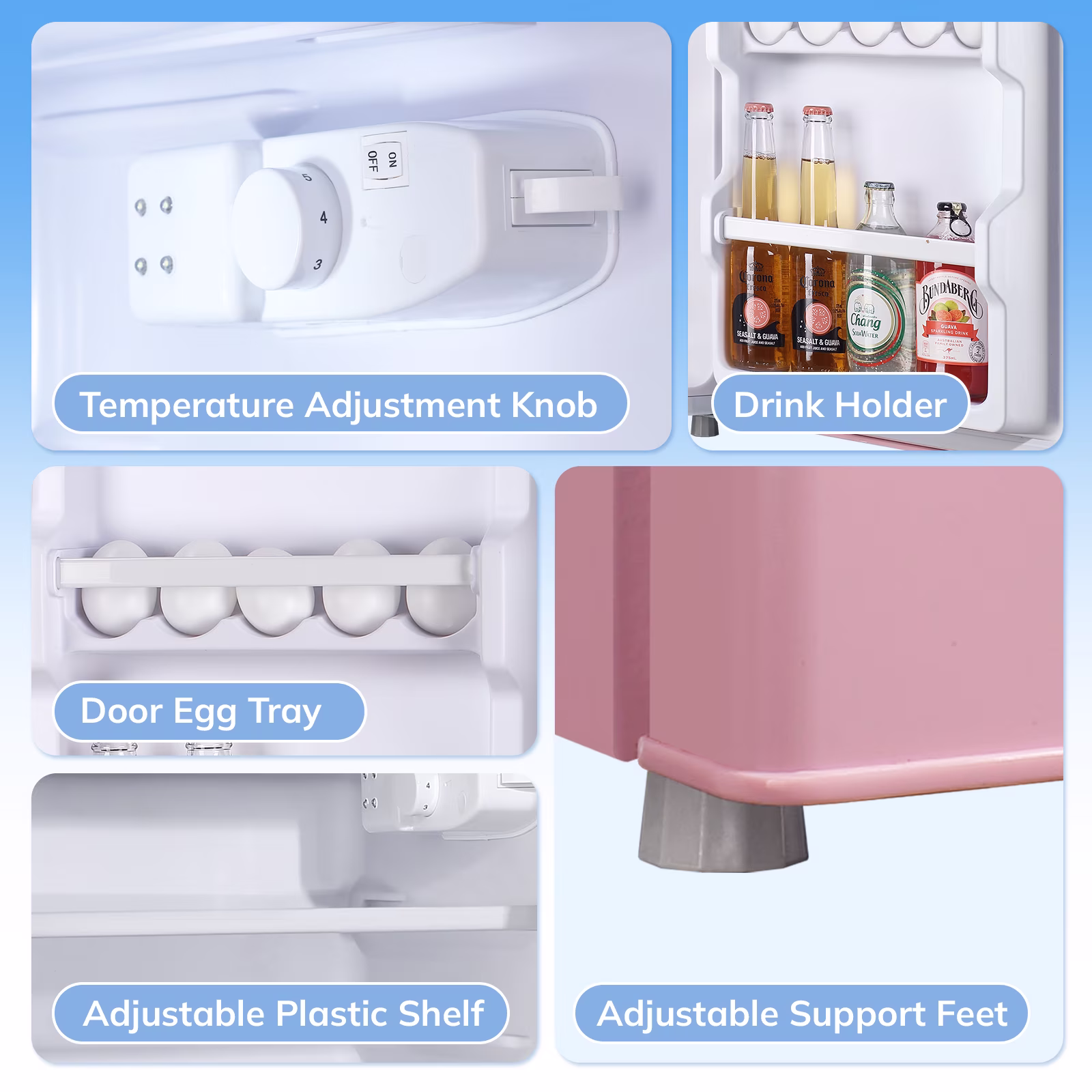 TACOOL Refrigerator with Top Freezer 2.4Cu.ft Two Door Small Mini Fridge for Person Use with Egg tray,Pink - Image 4