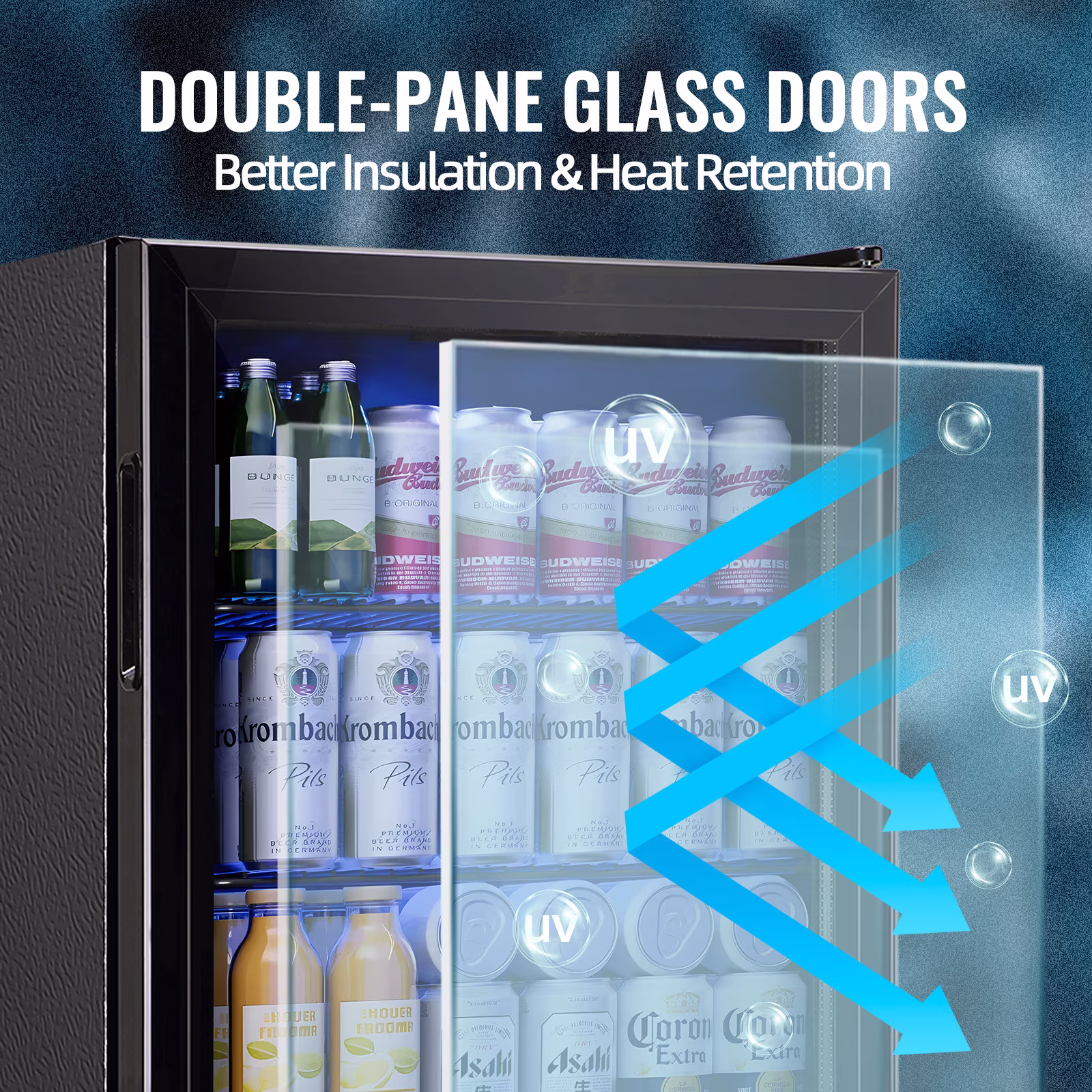TACOOL Small Beverage Cooler 130 Can Beverage Refrigerator Cooler, 3.5 Cu.Ft Drink Mini Fridge Glass Door for Soda Beer Black - Image 3