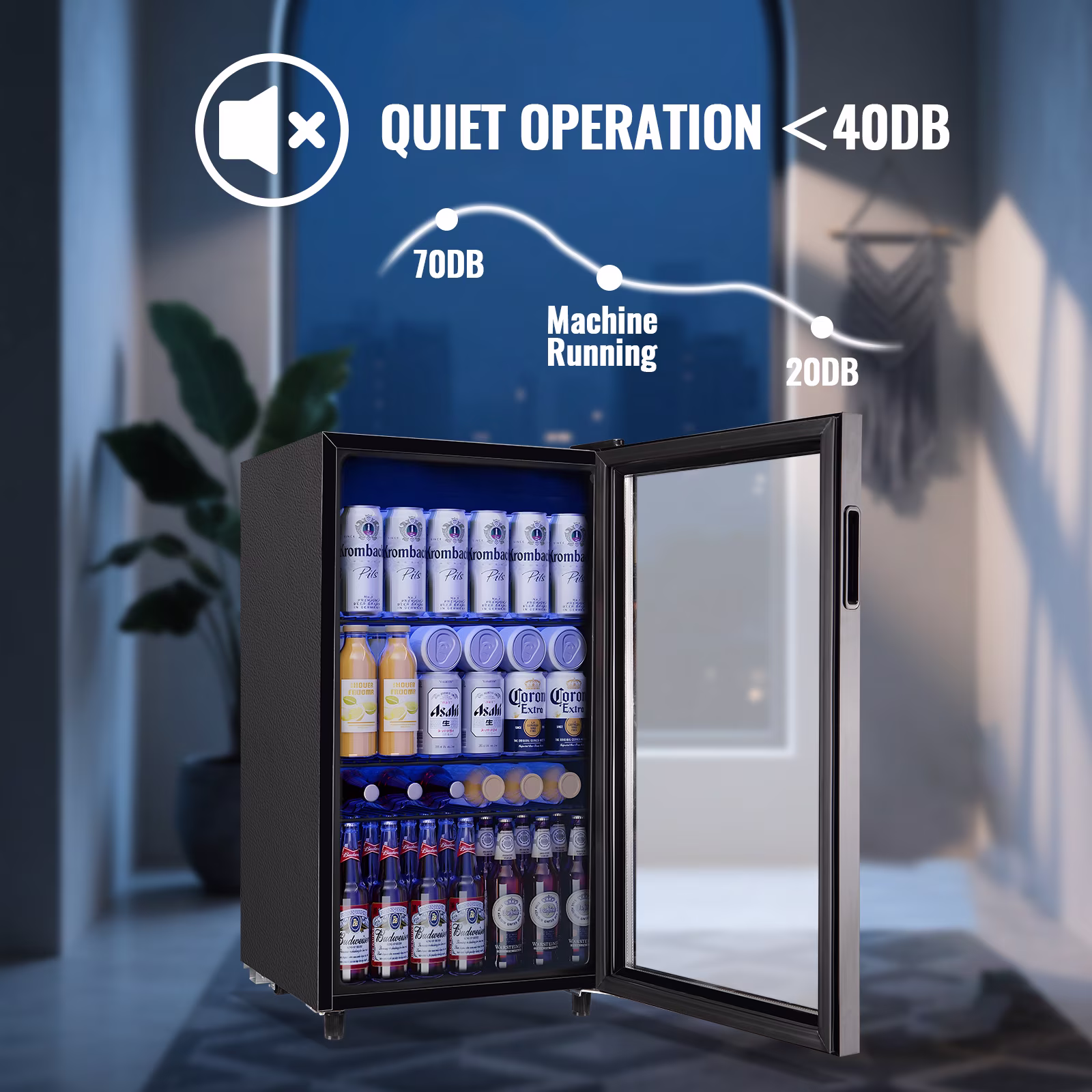TACOOL Small Beverage Cooler 130 Can Beverage Refrigerator Cooler, 3.5 Cu.Ft Drink Mini Fridge Glass Door for Soda Beer Black - Image 4
