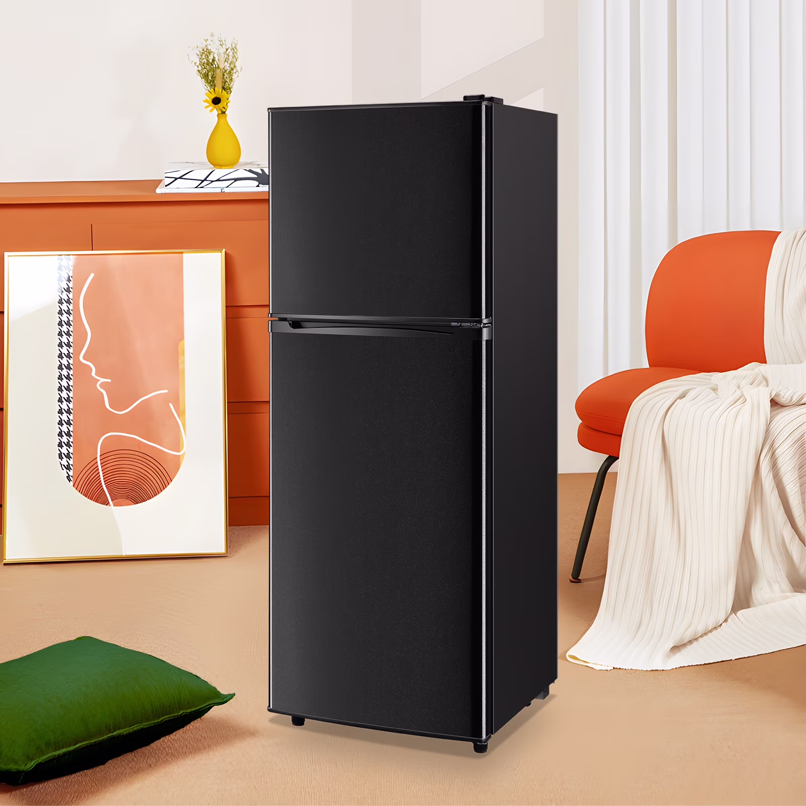 TACOOL Small Mini Fridge with Freezer 4.8Cu.ft Two Door Compact Refrigerator, Low Noise, Energy Saving, Black, New - Image 4