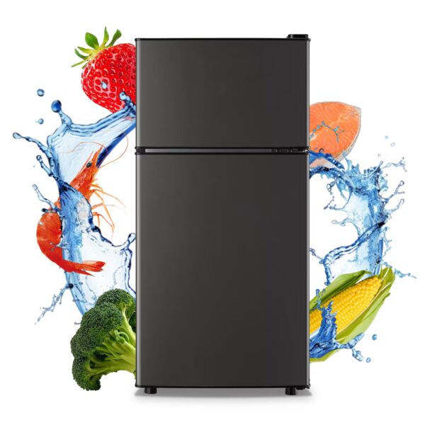 TACOOL Small Refrigerator with Freezer Mini Fridge with Removable Shelves for Bedroom 2.65Cu.Ft, 15"D x 15"W x 31"H GY