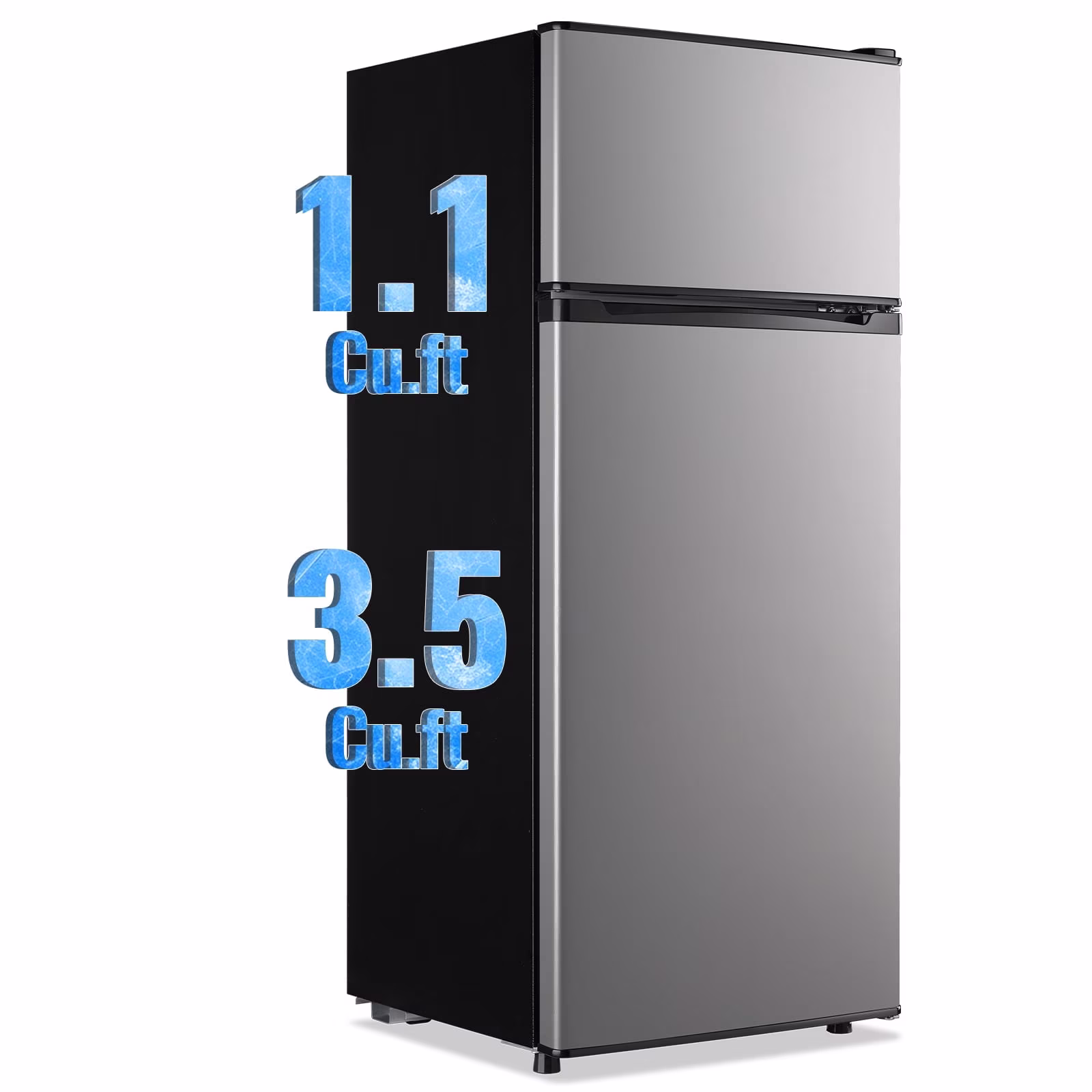 TACOOL Small Refrigerator with Top Freezer 4.6Cu.ft Two Door Mini Fridge with LED Light Extra Drink Space for Apartment Silver - Image 3