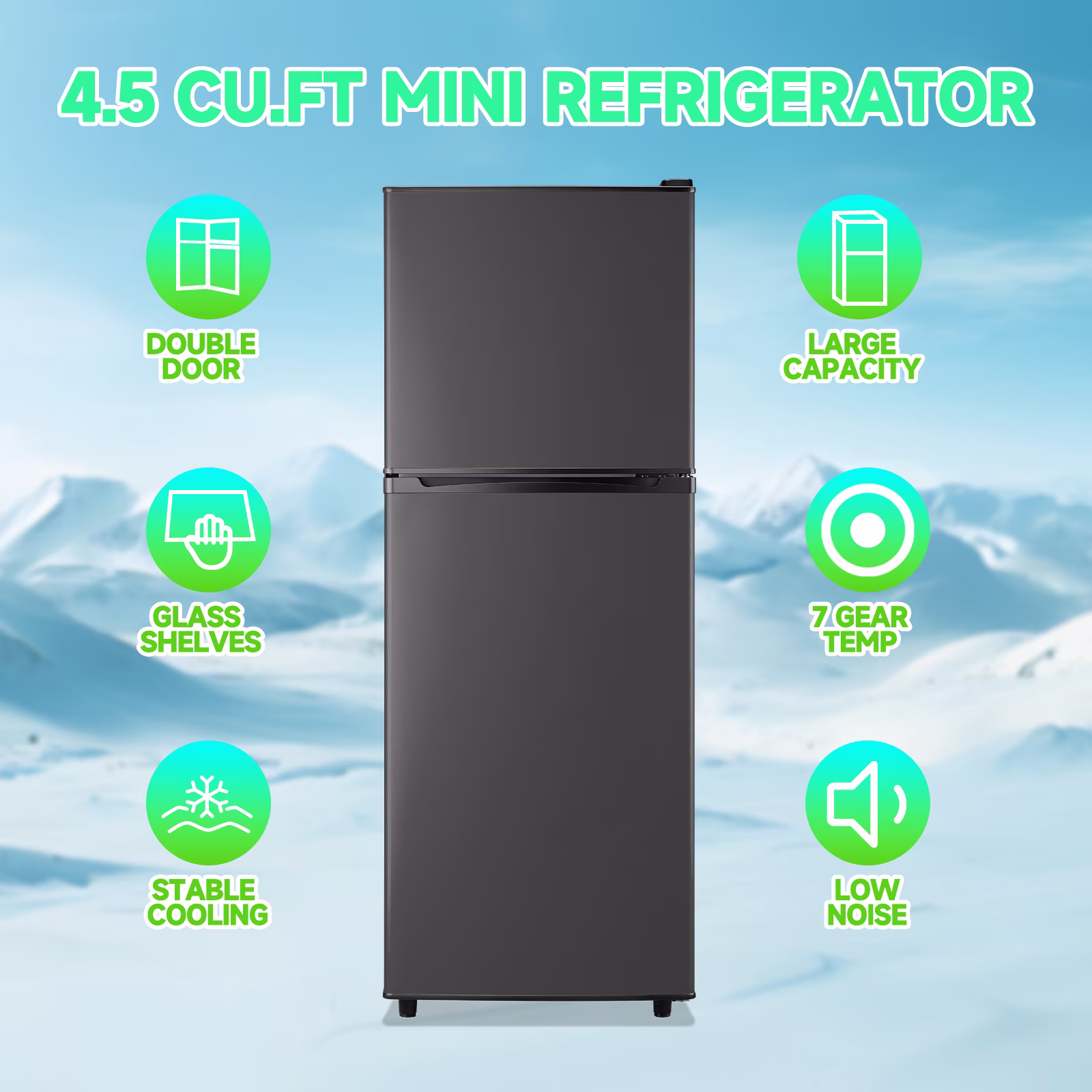 TACOOL5.0 Cu.ft Small Refrigerator Mini Fridge for Bedroom Drink Holder Large Capacity Suit for Home, Apartment, Office Dark Grey - Image 3