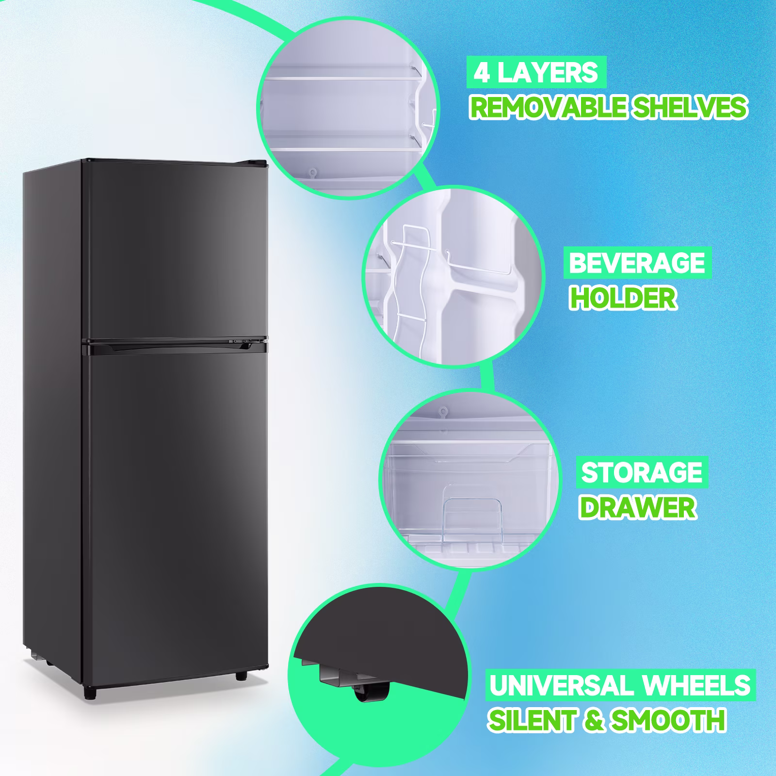 TACOOL5.0 Cu.ft Small Refrigerator Mini Fridge for Bedroom Drink Holder Large Capacity Suit for Home, Apartment, Office Dark Grey - Image 4