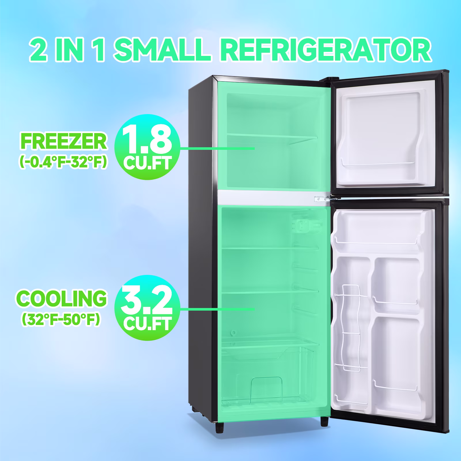 TACOOL5.0 Cu.ft Small Refrigerator Mini Fridge for Bedroom Drink Holder Large Capacity Suit for Home, Apartment, Office Dark Grey - Image 2