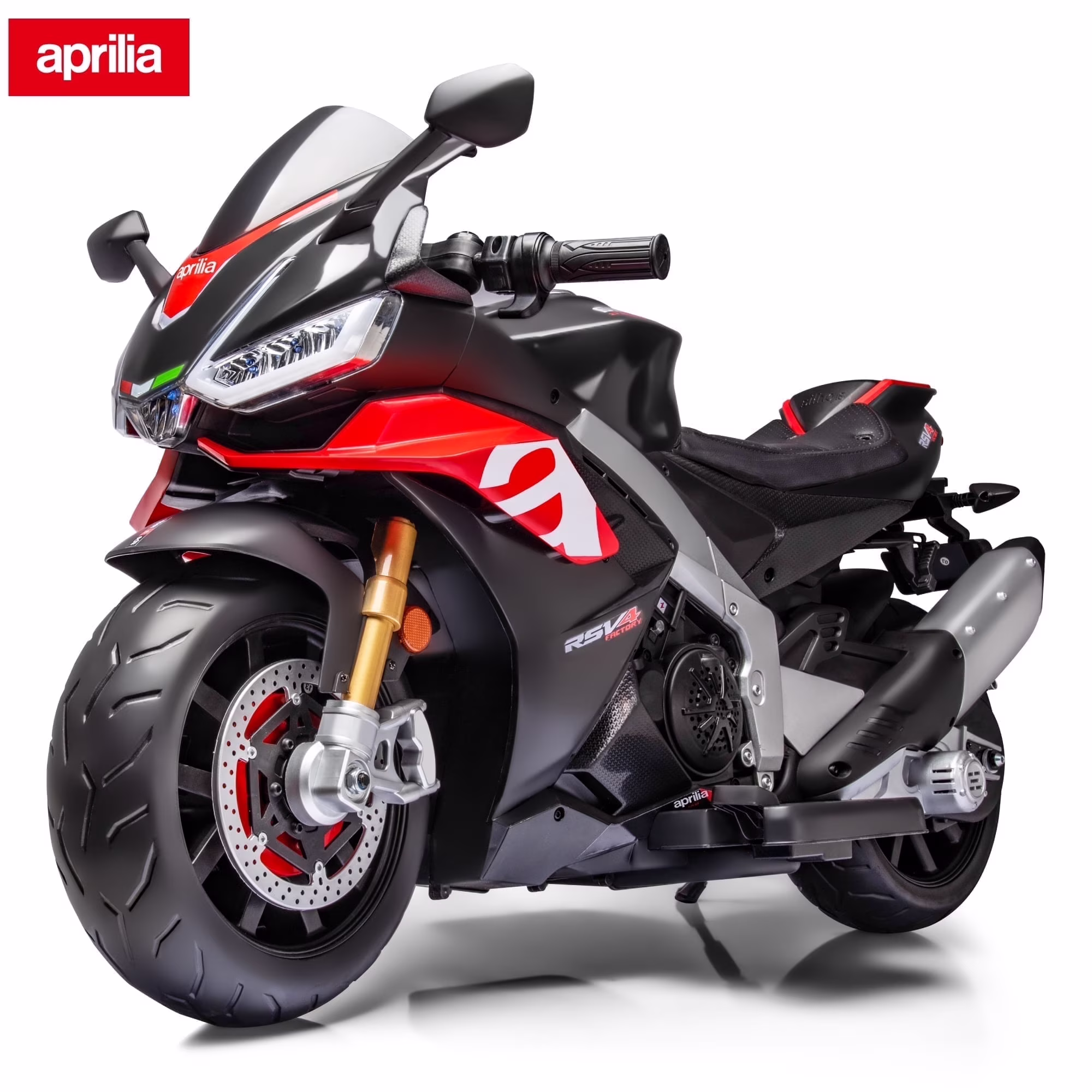 TCARAIWEN 24V Kids Motorcycle Electric Motorbike Aprilia Licensed Ride on Toy,Battery Powered for Kids 3-11 Years Old,Black