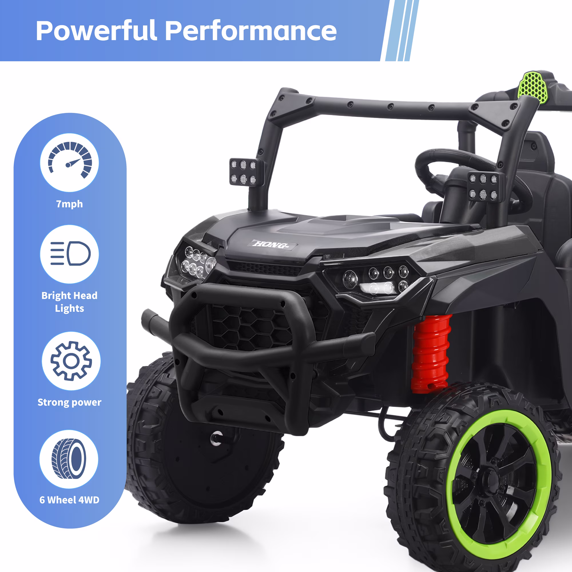 TCARAIWEN 24V Ride On 2 Seater Dump Truck with Remote Control, Ride on UTV W/,2 Speed 4WD Power Ride Cars 6x6 Wheels Ride on Toys W/ Dump Bed/Shovel for Boys Girls,Black - Image 2