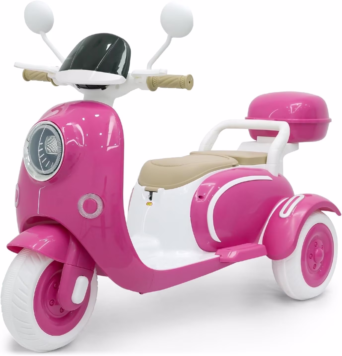 TCARAIWEN Girls Electric Motorcycle, 2 Seats Kids Motorcycle,12V Ride On Scooter for Kids with Storage Compartments, Cute Design with Stable 3-Wheel Structure, Ideal Moped for Girls Ages 3-6 (Rose)