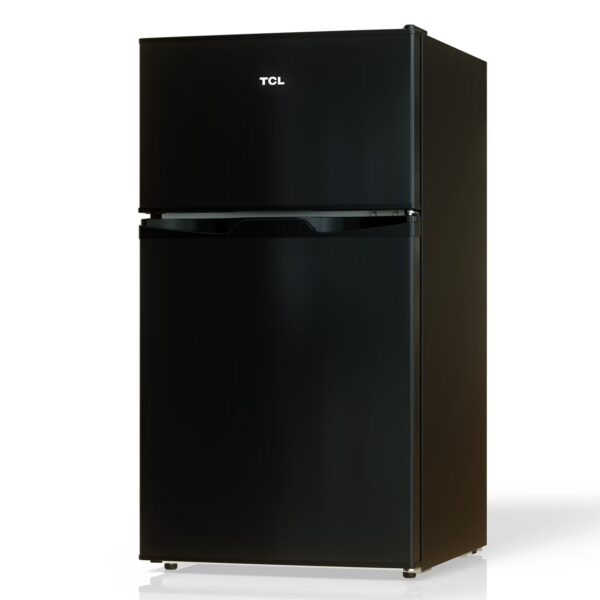 TCL Black Compact Two-Door Refrigerator with Freezer for Dorm, Office & Garage, 3.1 Cu.