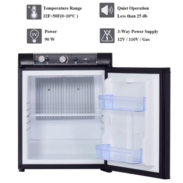 Techomey 3-Way Propane Refrigerator 1.4 Cu ft 3 Way Caravan RV Camper Gas Fridge 110V LPG