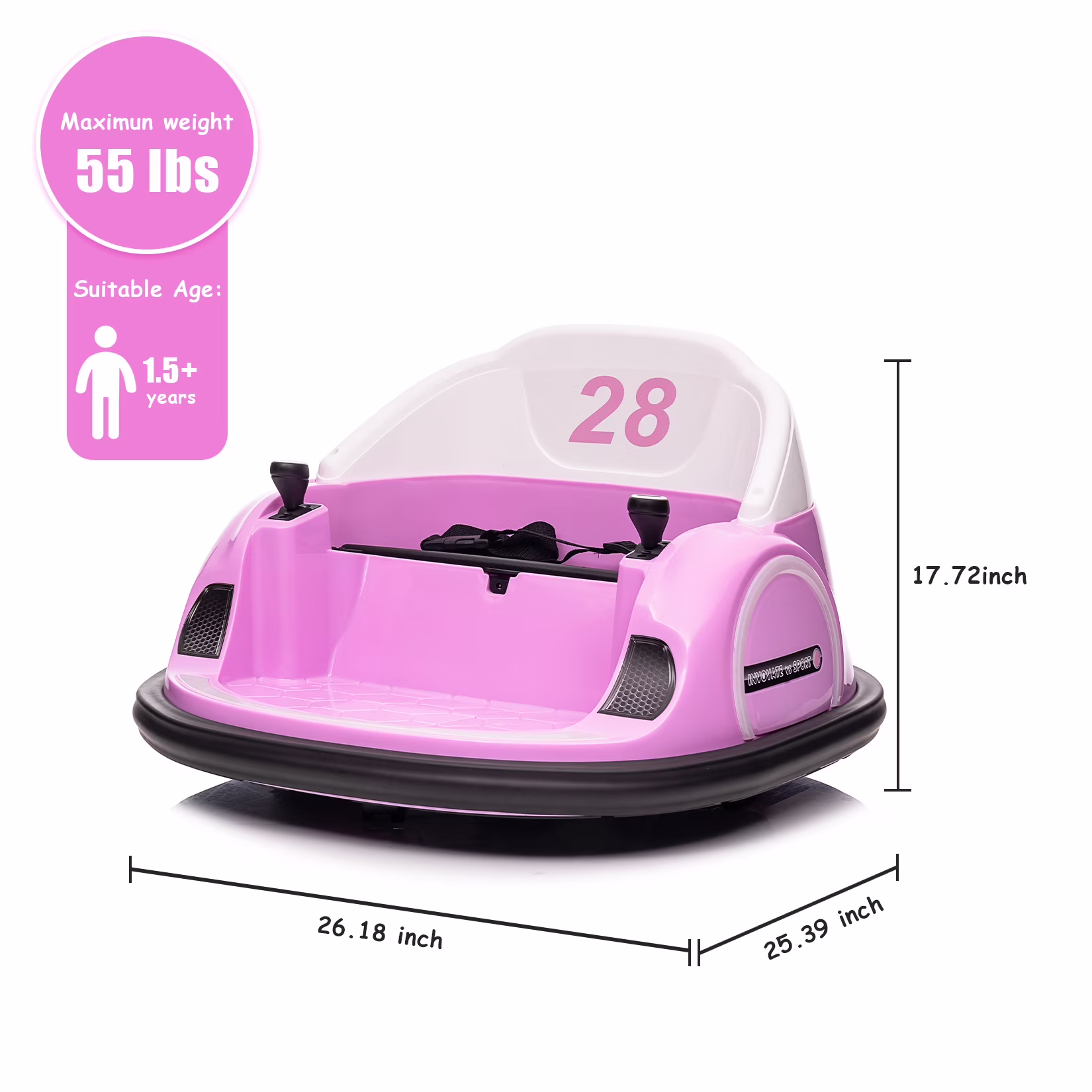 Telyswee 12V Ride On Bumper Car for Kids Ride on Toy Gifts Toddlers Electric Bumping Car with Remote Control, Battery Display, 360 Degree Spin, LED Lights, Music - Image 2