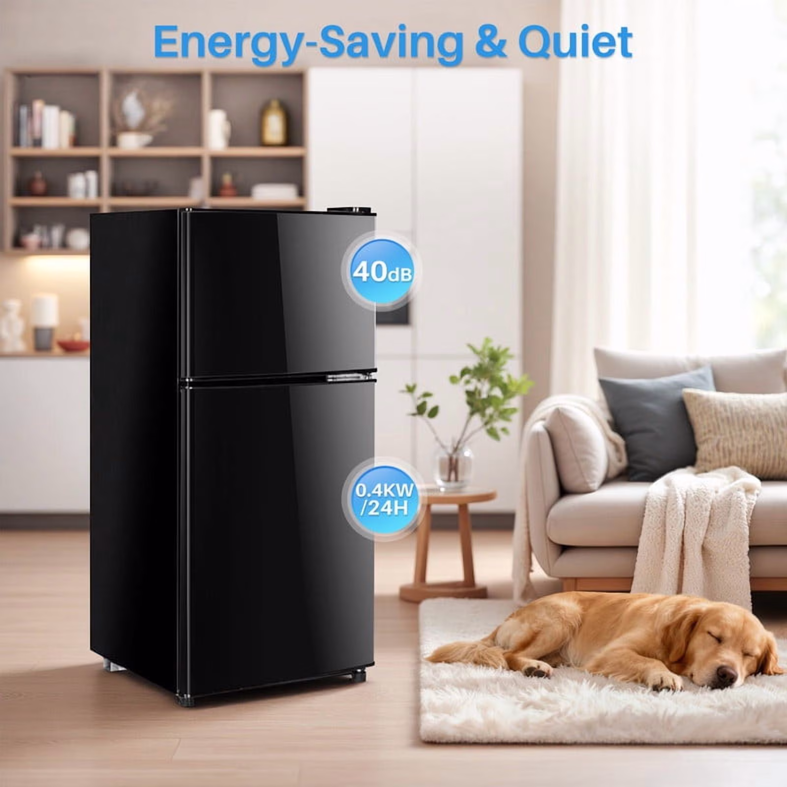 TINKLE WELL 3.2 Cu.ft Mini Fridge with Freezer, On Sale Compact Dual-Door Refrigerator for Bedroom, Dorm & Office, Black - Image 2