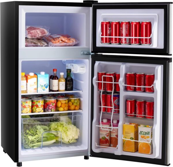 TINKLE WELL 3.2 Cu.ft Mini Fridge with Freezer, On Sale Compact Dual-Door Refrigerator for Bedroom, Dorm & Office, Black