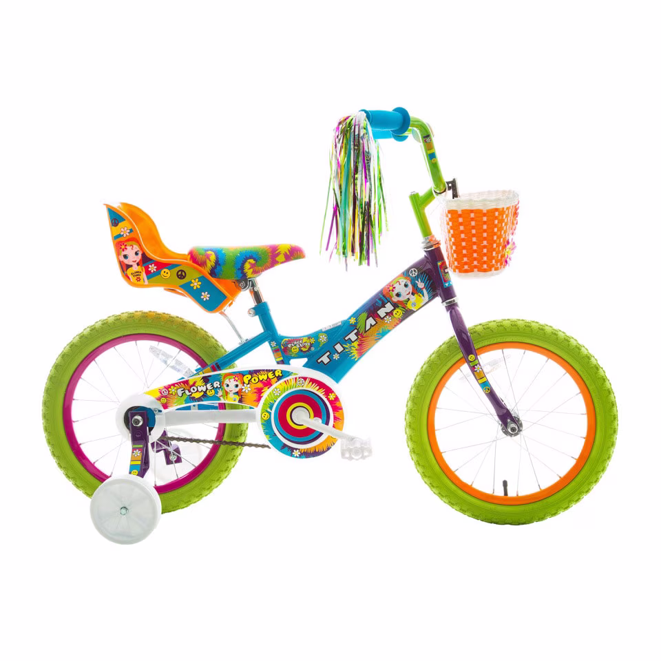 Titan Girls BMX Bike for Kids Ages 4 to 7 with 16 Inch Wheels Training Wheels and Basket - Image 3