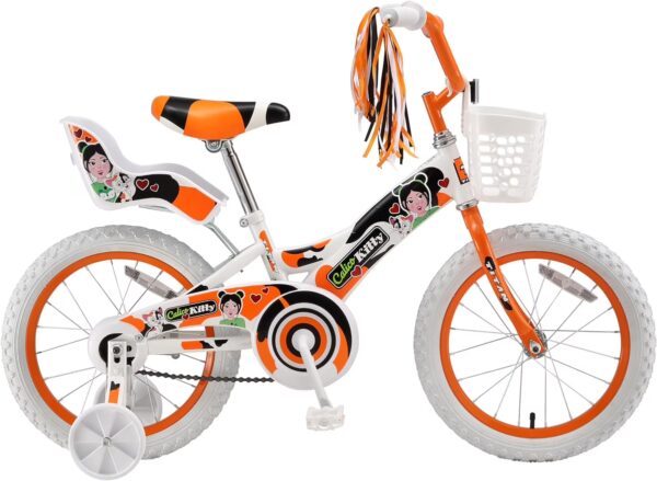 Titan Girl's Calico Kitty BMX Bike for Girls with Training Wheels 16 Inch Kids Toddler Bicycle with Utility Basket & Streamers