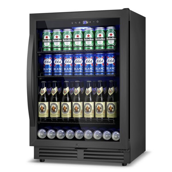 TITTLA 24 inch Beverage Refrigerator Cooler,190 Can Beverage Wine Cooler Under Counter,Black
