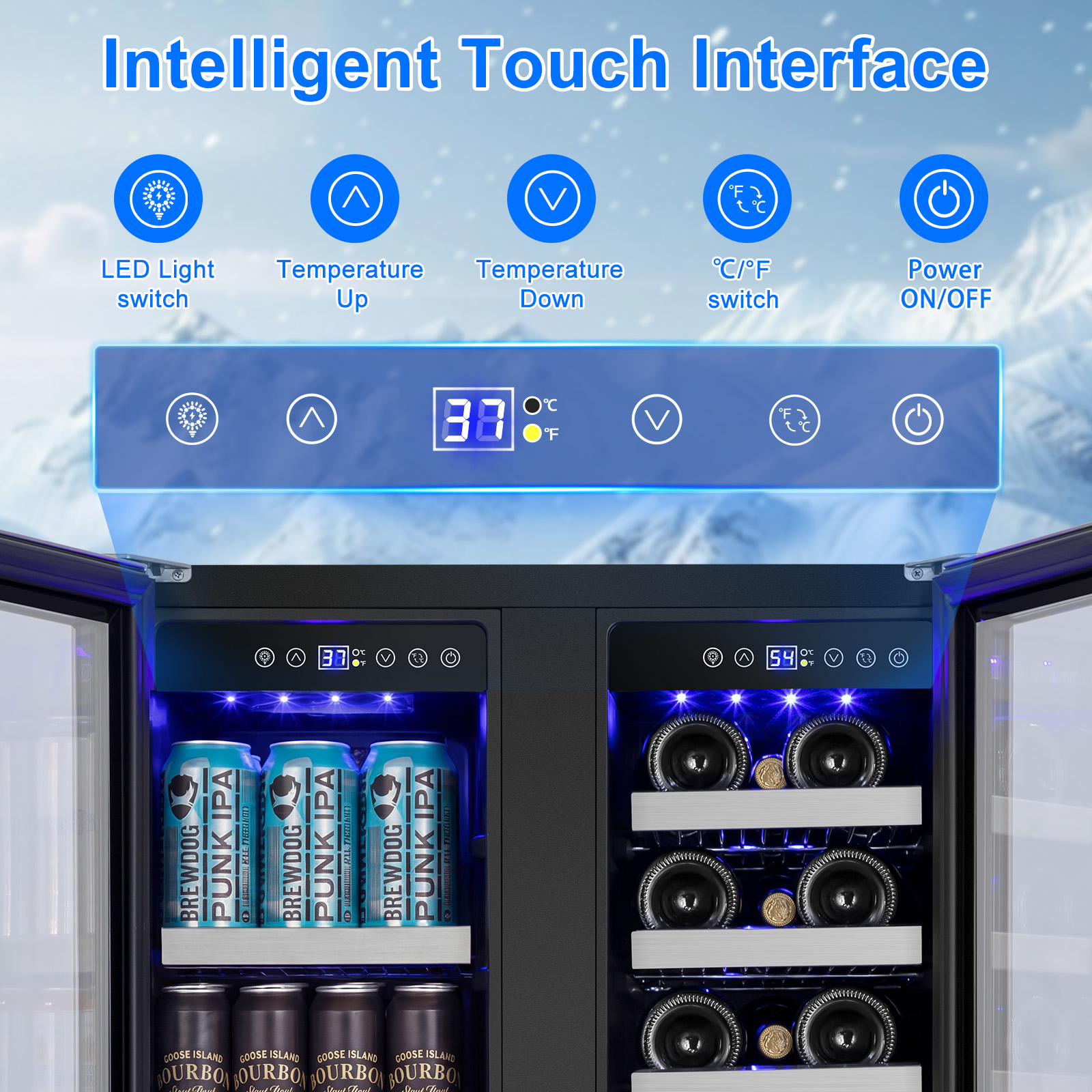 TITTLA 24 Inch Wine and Beverage Refrigerators Cooler,18-Wine Bottles and 57 Cans,Dual Zone,Under Counter,White - Image 5