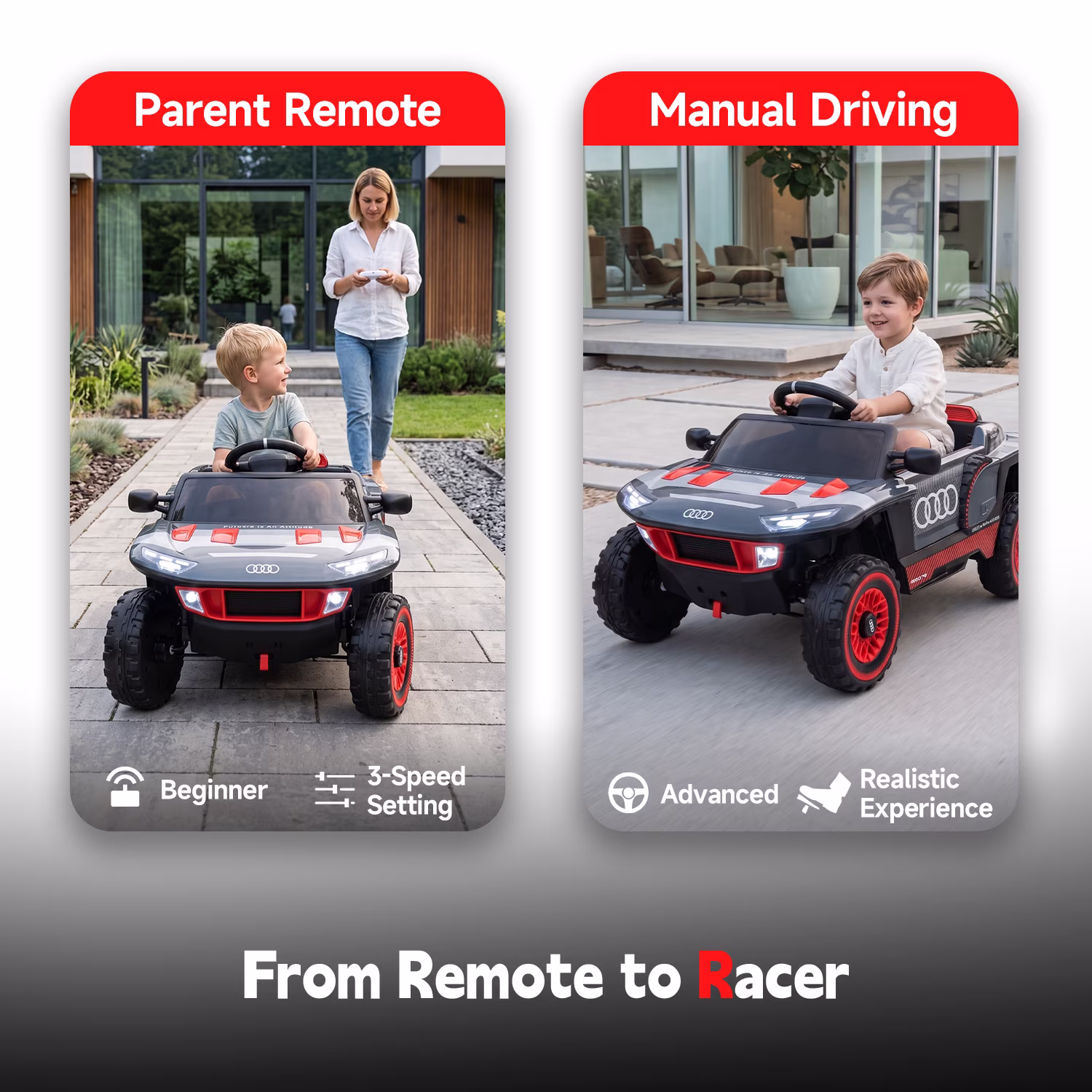 TJSTARQU 12V Kids Ride on Electric Car, Toddler Ride on Toys for Ages 1-4, Black - Image 2