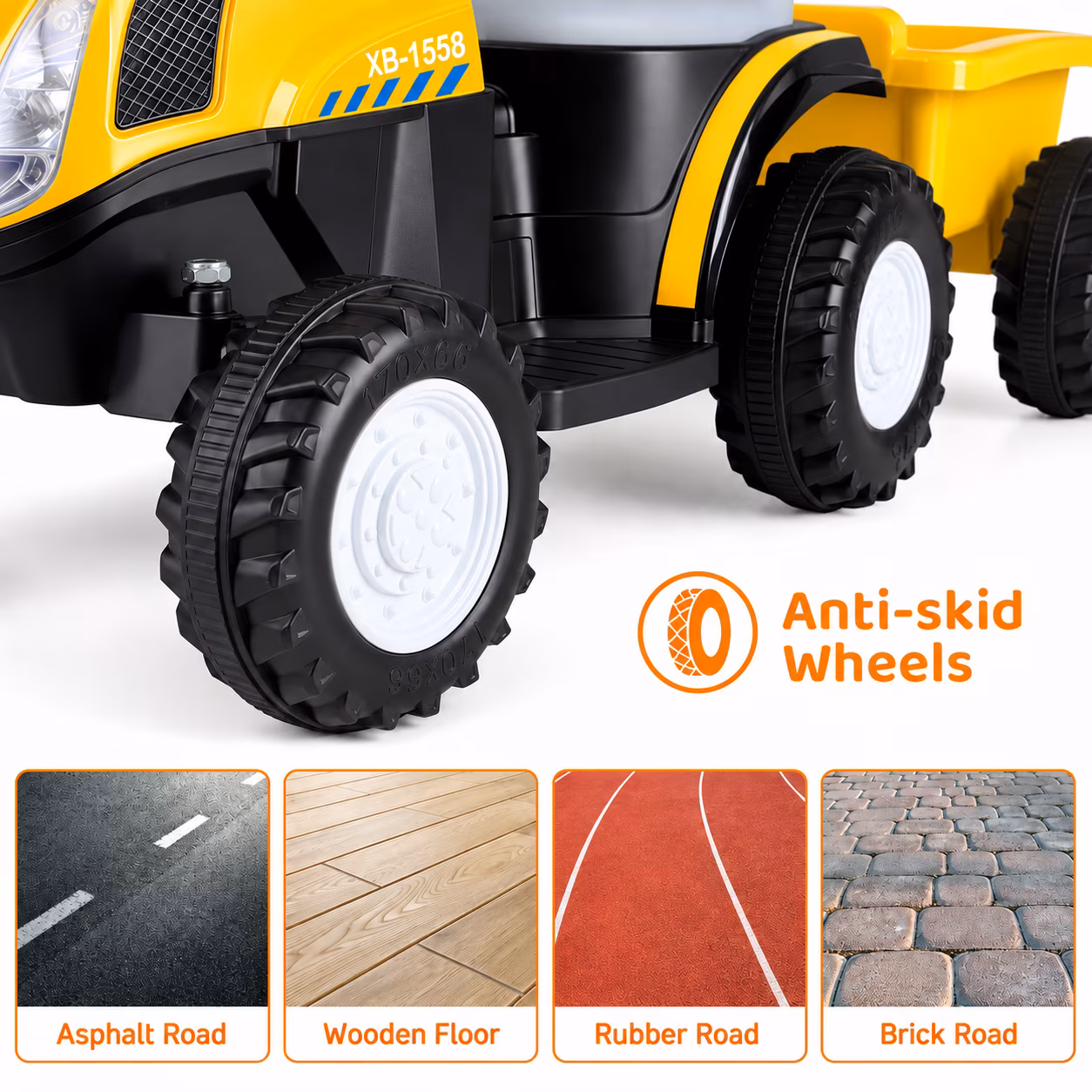 TLSUNNY 6V Kids Ride On Tractor Toy, Electric Vehicle W/ Detachable Trailer, Music, Headlights, Foot Pedal Control, Ideal Gift for Toddlers - Image 5