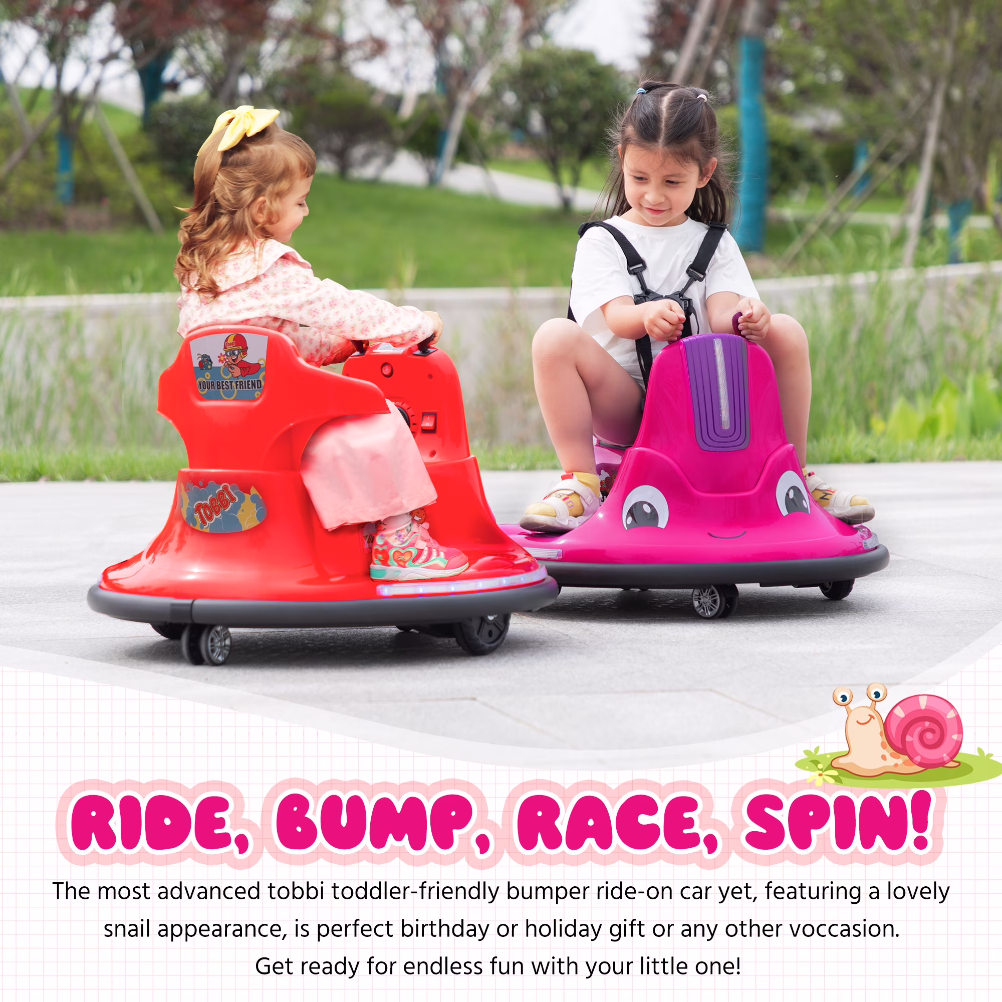 TOBBI-TOYS 12V Kids Bumper Car W/ Remote Control LED Lights 360 Spin Music for 1.5-9 Year Old Child - Image 4