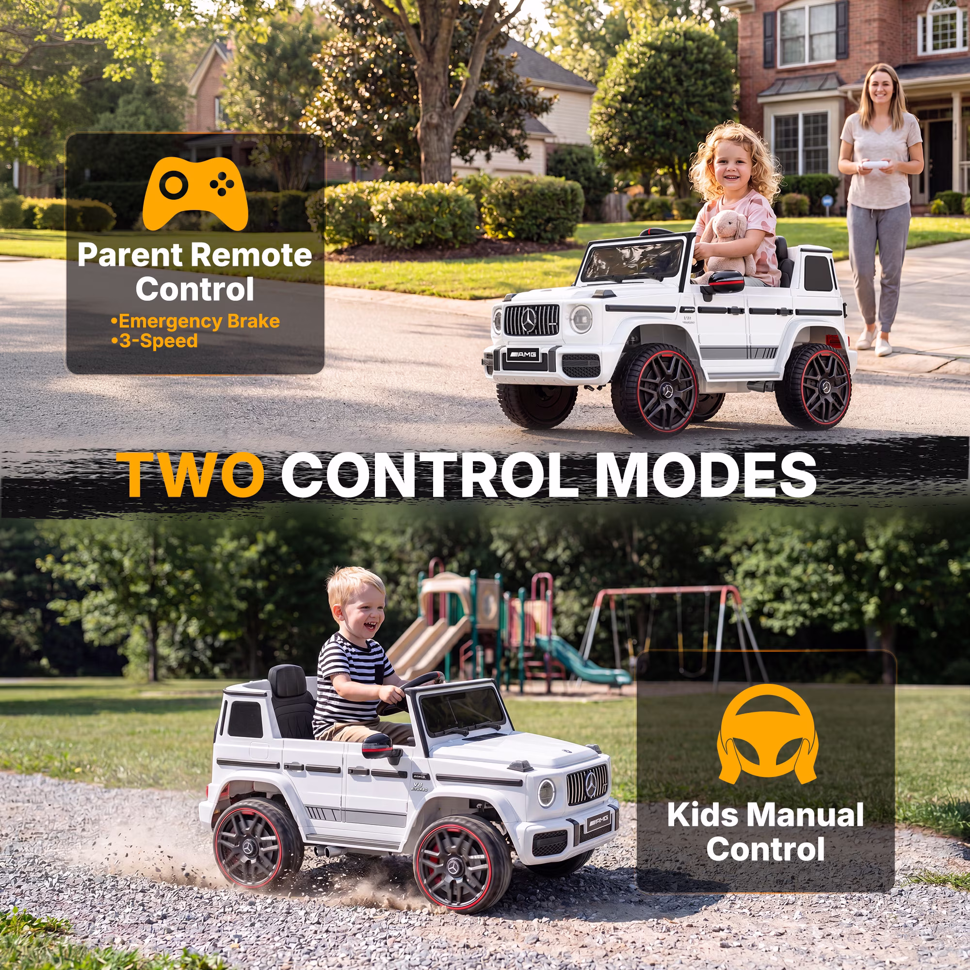 TOKTOO 12V Electric Car for Toddler, Mercedes-Benz G63 Licensed Kids Ride on Toys, Toddlers Ride on Car with Parental Remote Control & LED Lights & Music, Kids Car Power Ride on, White - Image 3