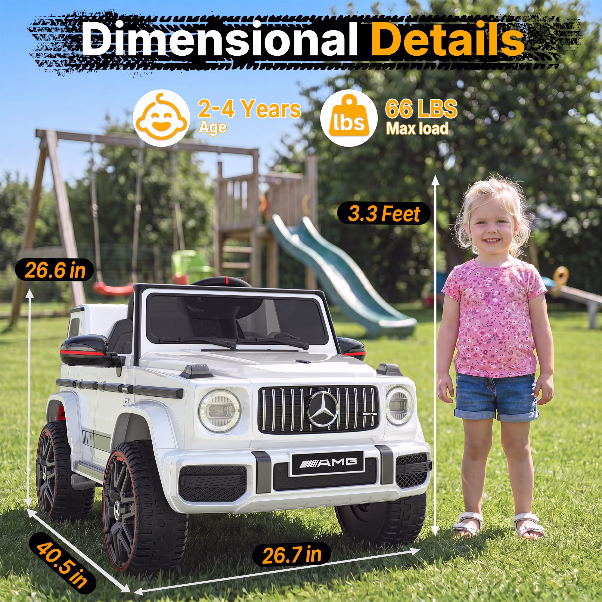 TOKTOO 12V Electric Car for Toddler, Mercedes-Benz G63 Licensed Kids Ride on Toys, Toddlers Ride on Car with Parental Remote Control & LED Lights & Music, Kids Car Power Ride on, White - Image 2