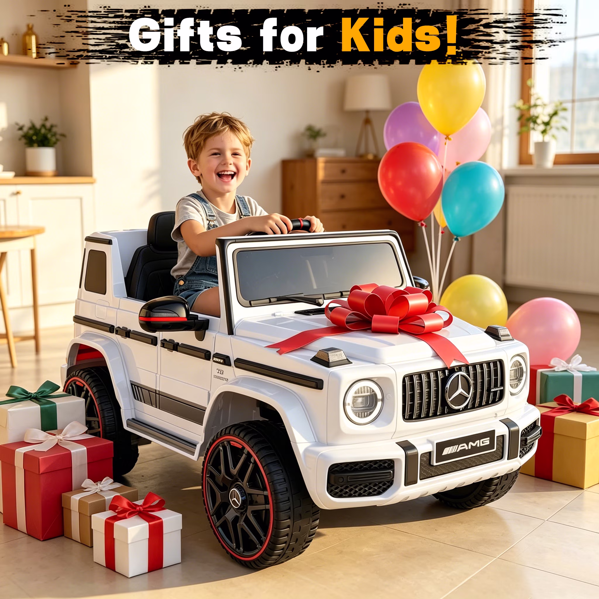 TOKTOO 12V Electric Car for Toddler, Mercedes-Benz G63 Licensed Kids Ride on Toys, Toddlers Ride on Car with Parental Remote Control & LED Lights & Music, Kids Car Power Ride on, White - Image 5