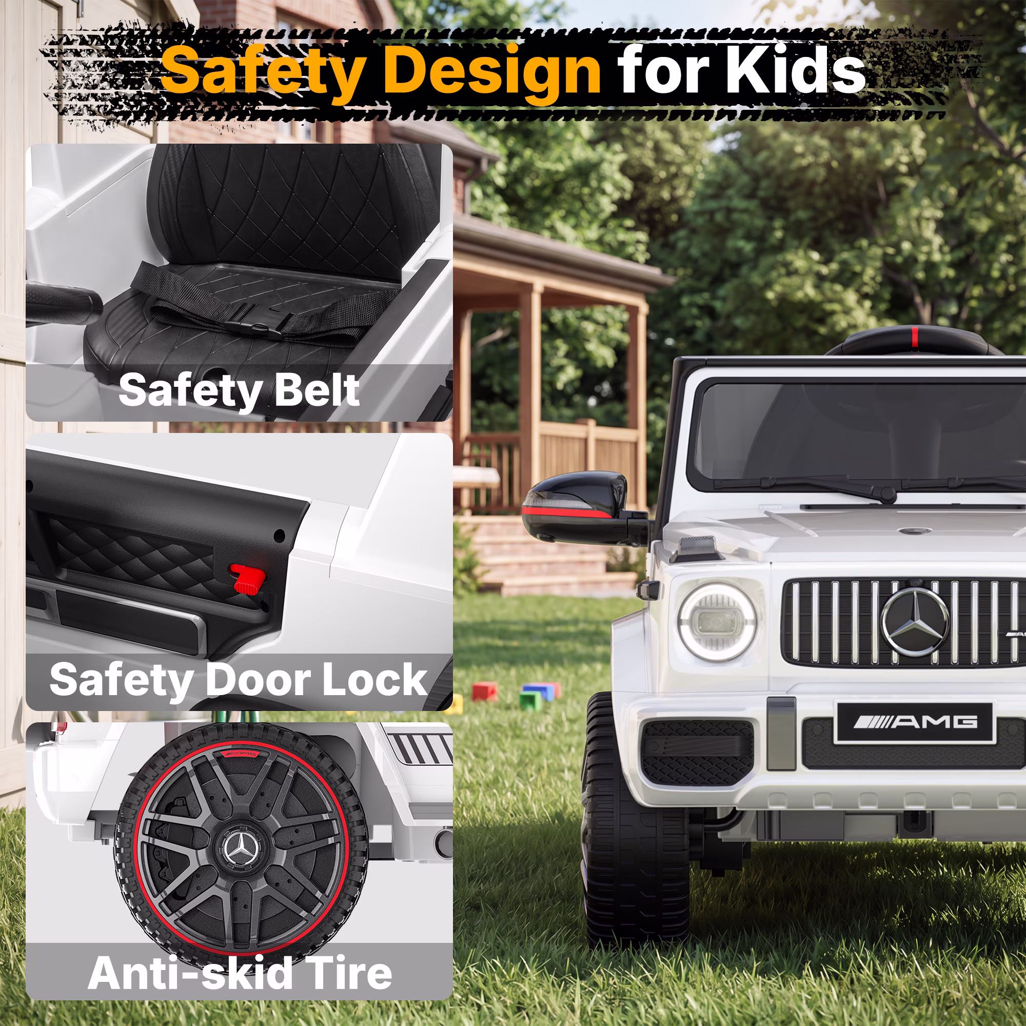 TOKTOO 12V Electric Car for Toddler, Mercedes-Benz G63 Licensed Kids Ride on Toys, Toddlers Ride on Car with Parental Remote Control & LED Lights & Music, Kids Car Power Ride on, White - Image 4