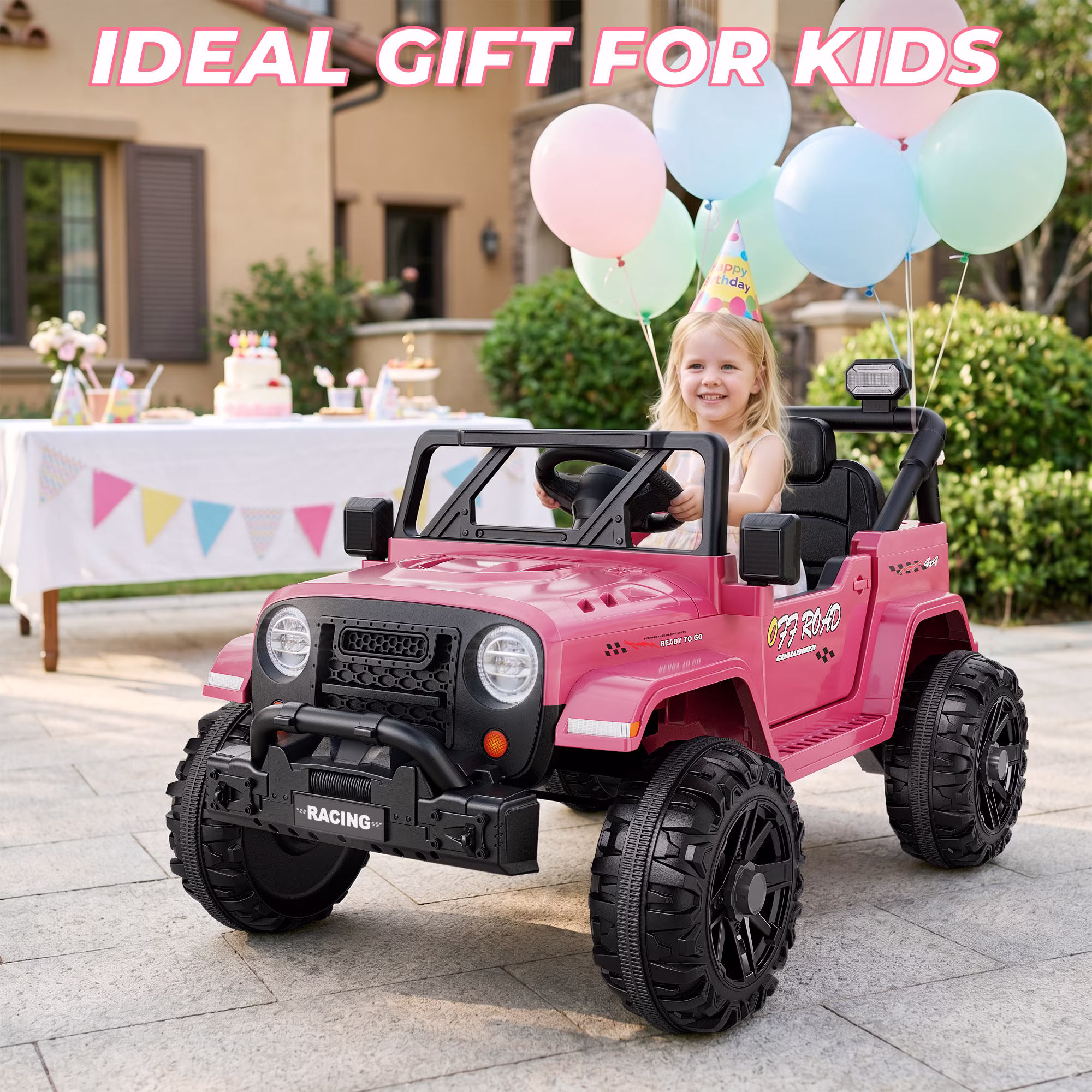 TOKTOO 12V Ride on Toys for Toddlers, Electric Ride on Car for Kids, Ride on Truck for Boys Girls with Parent Remote Control, Music Player, Pink - Image 5