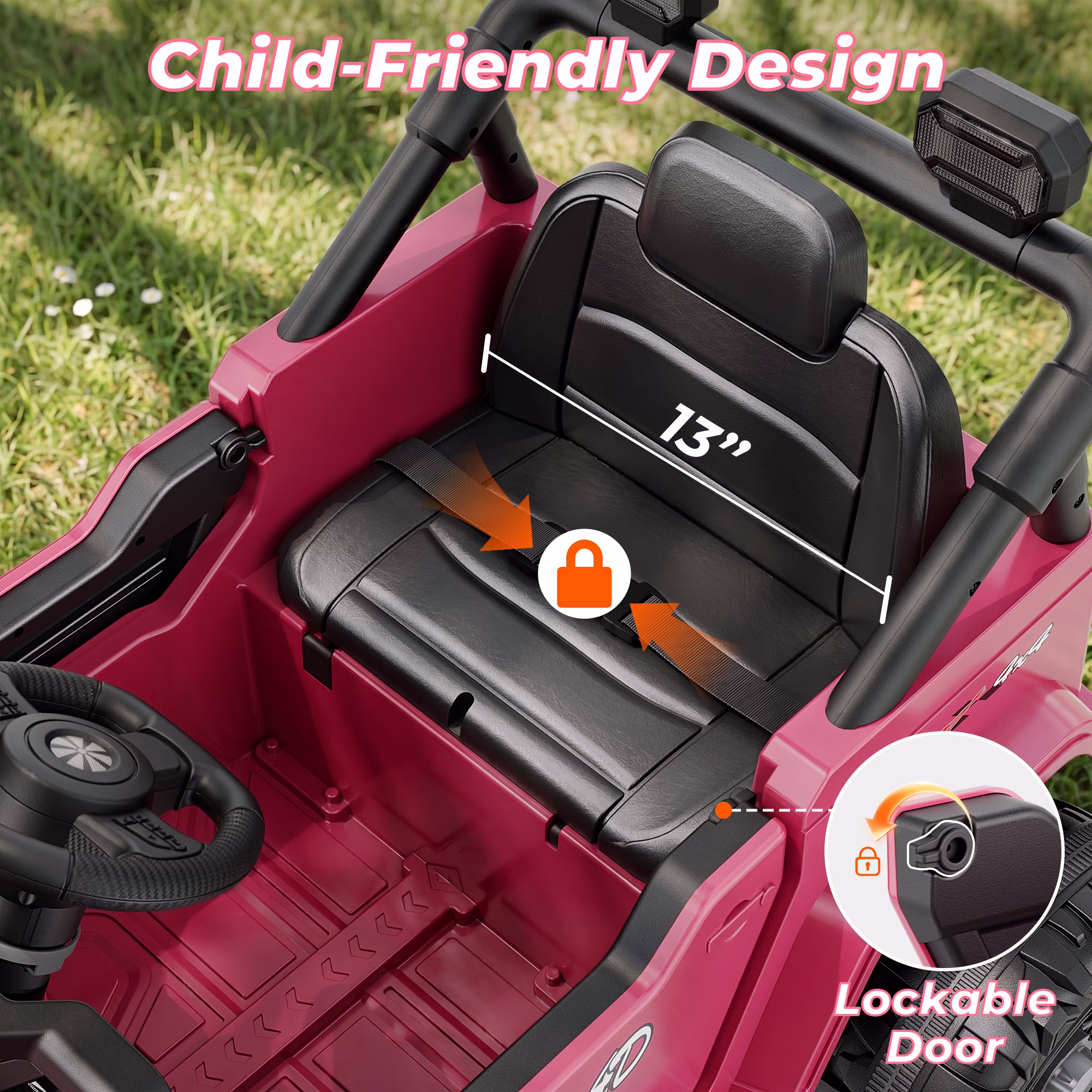 TOKTOO 12V Ride on Toys for Toddlers, Electric Ride on Car for Kids, Ride on Truck for Boys Girls with Parent Remote Control, Music Player, Pink - Image 3
