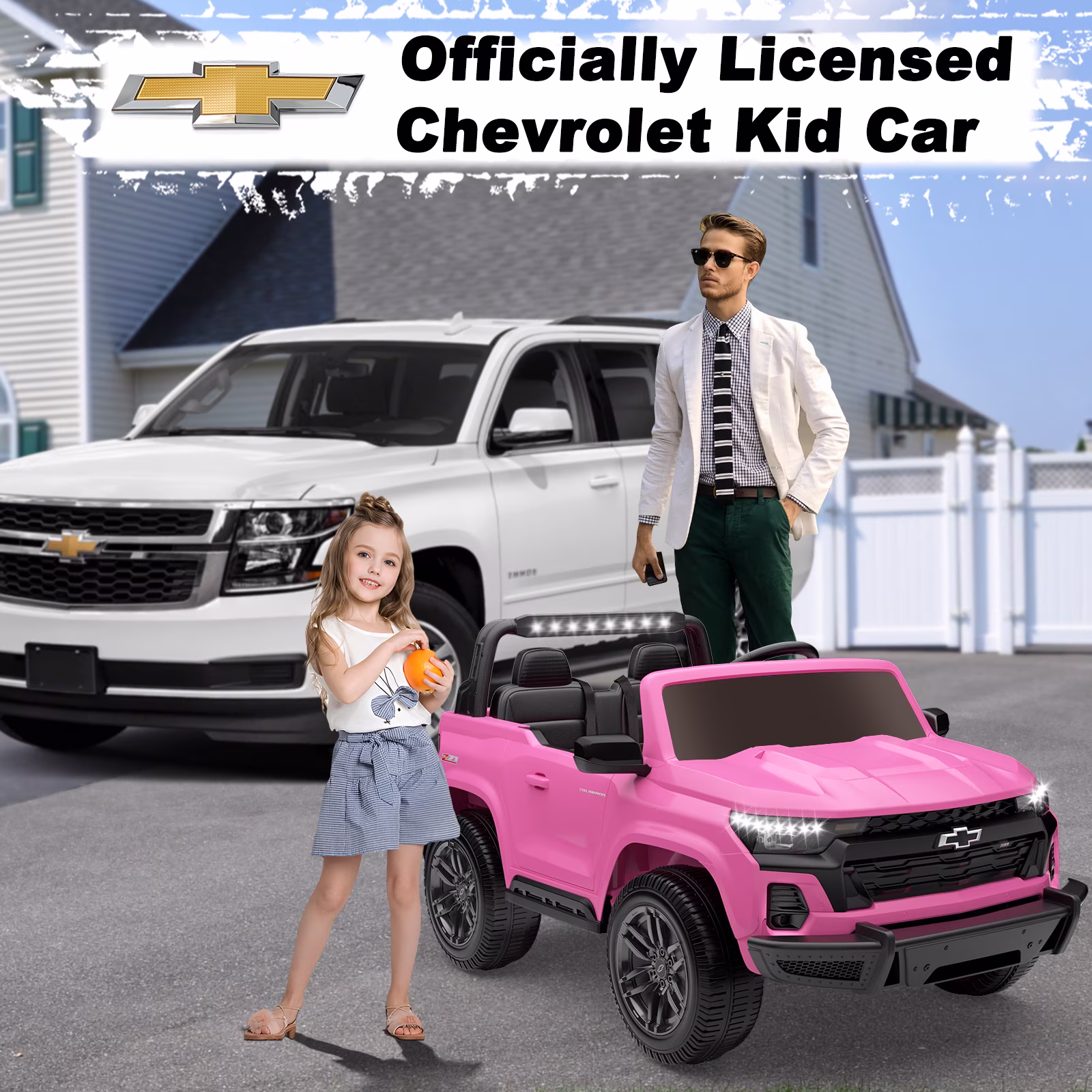 TOKTOO 24V Ride on Car for Big Kids, 800W Powerful Wheels, Licensed Chevrolet Colorado 2 Seater Ride on Toys, Ride on Truck with Rear Storage, Electric Kids Car for Boys Girls Aged 3-8 Years, Pink - Image 3