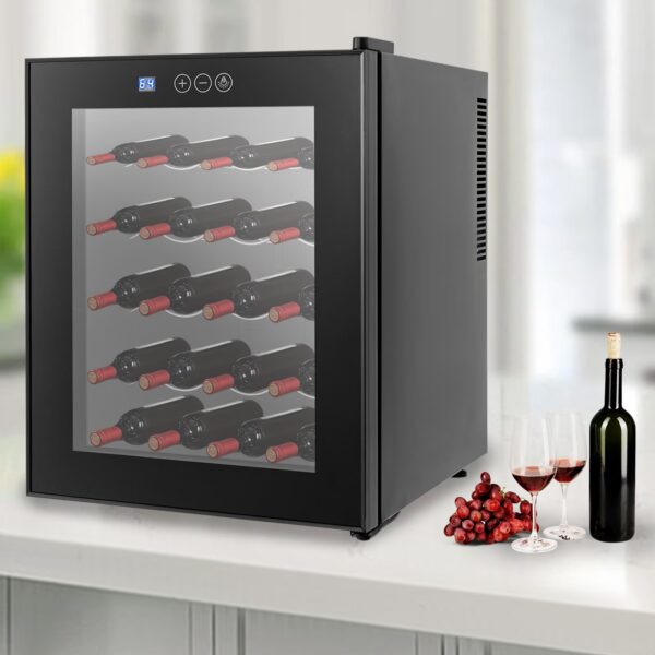 ToppiJoy 20 Bottles Wine Cooler Refrigerator, Wine Refrigerator with 53.6-64.4°F Digital Temperature Control Glass Door Black