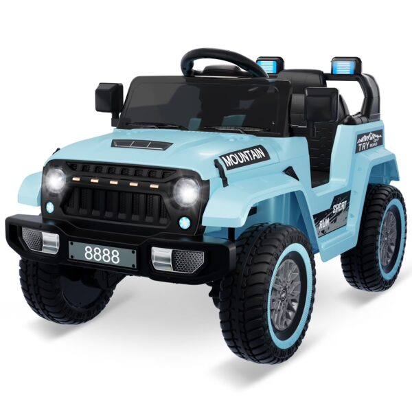 Towallmark 12V Kids Ride Jeep,Electric Toys For Kids，With LED Lights,Remote Control,Bluetooth Music Speaker System,Toys For Boys And Girls 3-6 Years,Blue