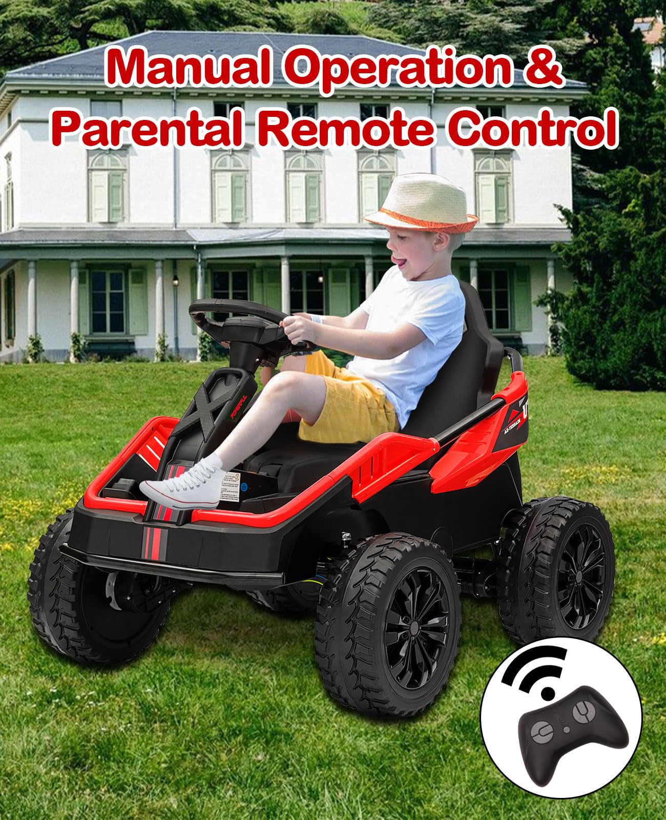 Towallmark 24V Kids Electric Car with Parent Control, 6MPH 200W 4x4 Ride On Car, 4 Shock Absorbers, Wide Adjustable Seat, Music, Wear-Resistant Wheels, 4 Wheeler ATV for Boys Girls Ages 3+ - Image 5