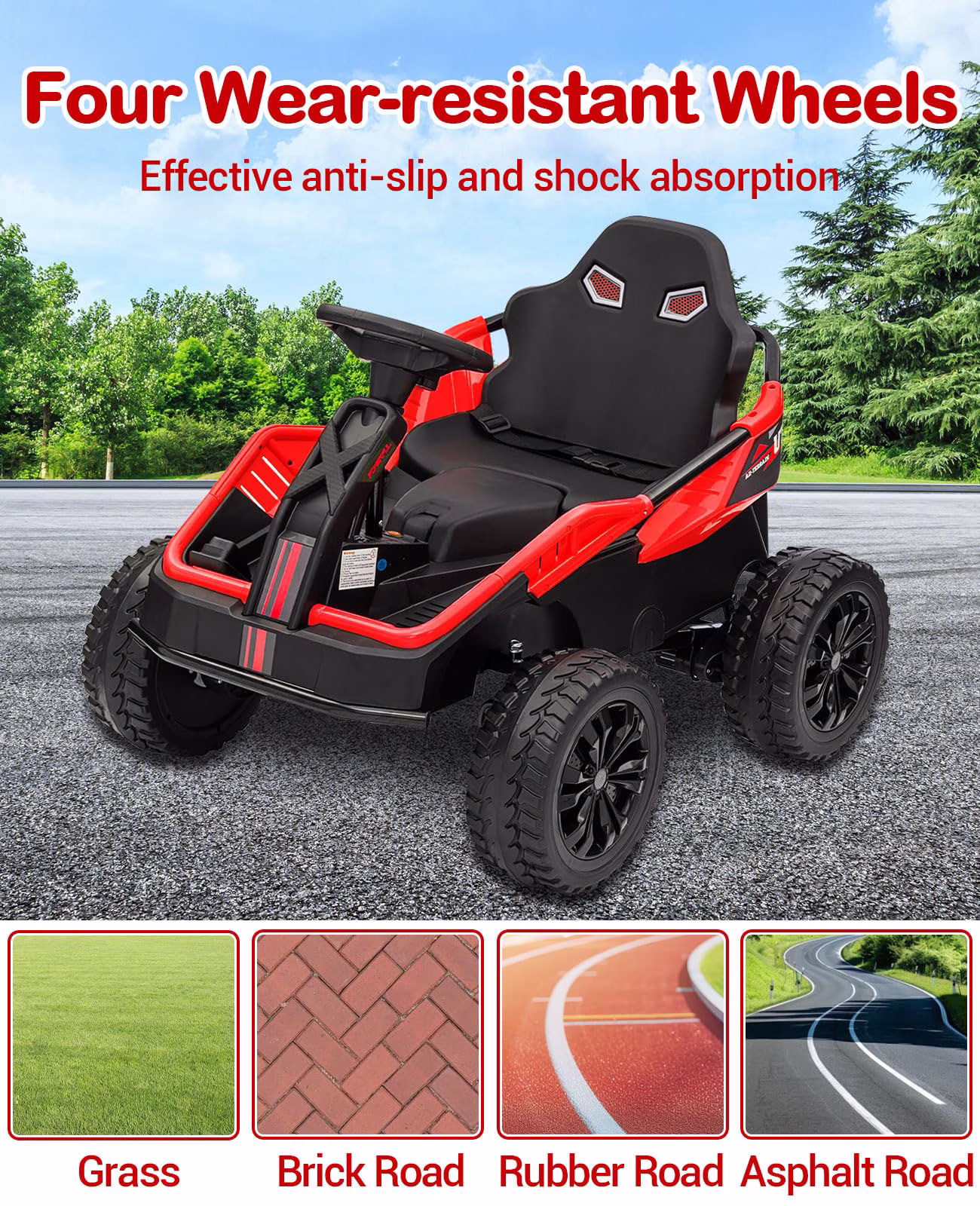 Towallmark 24V Kids Electric Car with Parent Control, 6MPH 200W 4x4 Ride On Car, 4 Shock Absorbers, Wide Adjustable Seat, Music, Wear-Resistant Wheels, 4 Wheeler ATV for Boys Girls Ages 3+ - Image 3