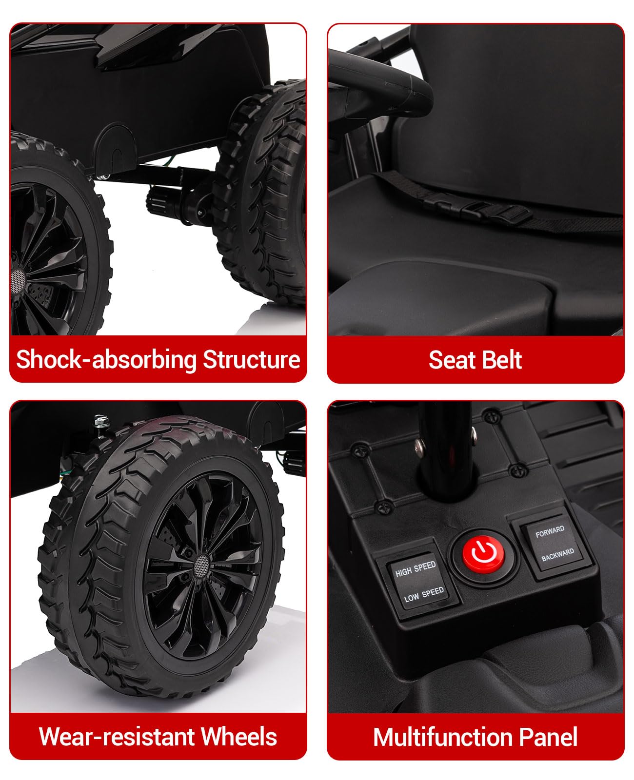 Towallmark 24V Kids Electric Car with Parent Control, 6MPH 200W 4x4 Ride On Car, 4 Shock Absorbers, Wide Adjustable Seat, Music, Wear-Resistant Wheels, 4 Wheeler ATV for Boys Girls Ages 3+ - Image 2