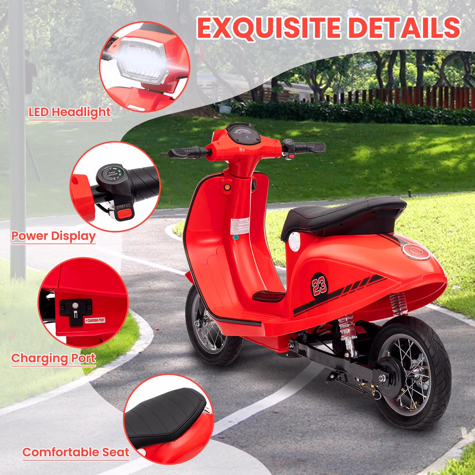 Towallmark Electric Motorcycle for Big Kids, 24V 350W Kids Ride on Moped, Max Up to 14MPH, with Rear Brake, Twist Grip Throttle & LED Light, Electric Motorbike for Kids/Teens 8 - Image 3